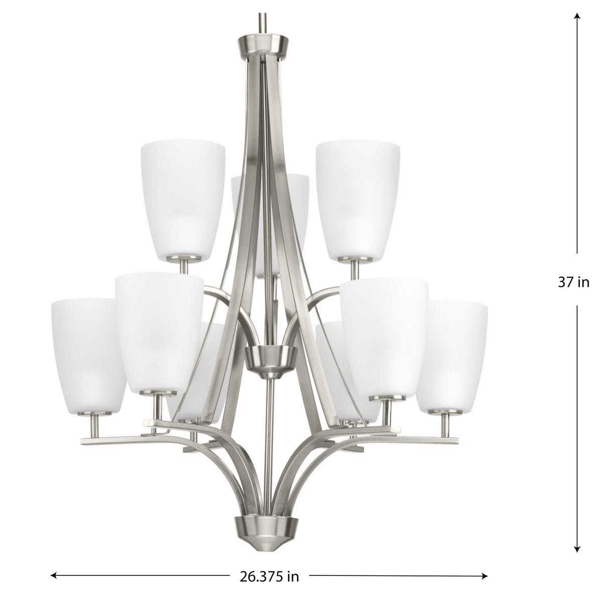 Leap Brushed Nickel 9-Light Two-Tier Chandelier with Glass Shades