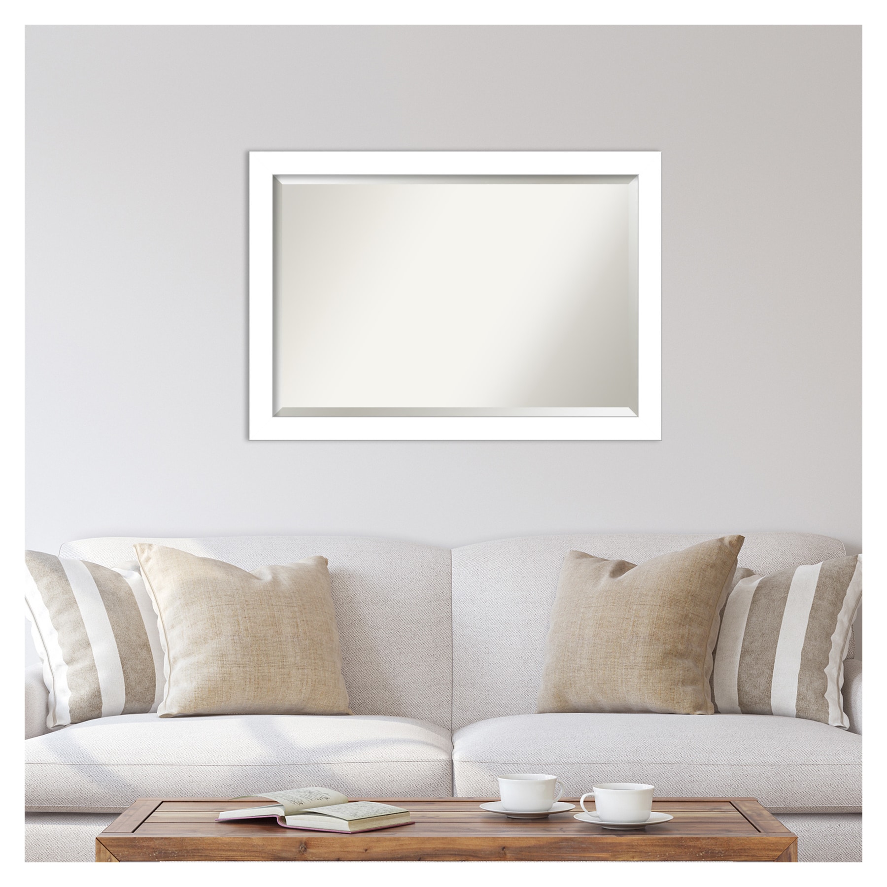 Amanti Art Wedge White Frame 40.25-in x 28.25-in Framed Bathroom Vanity ...