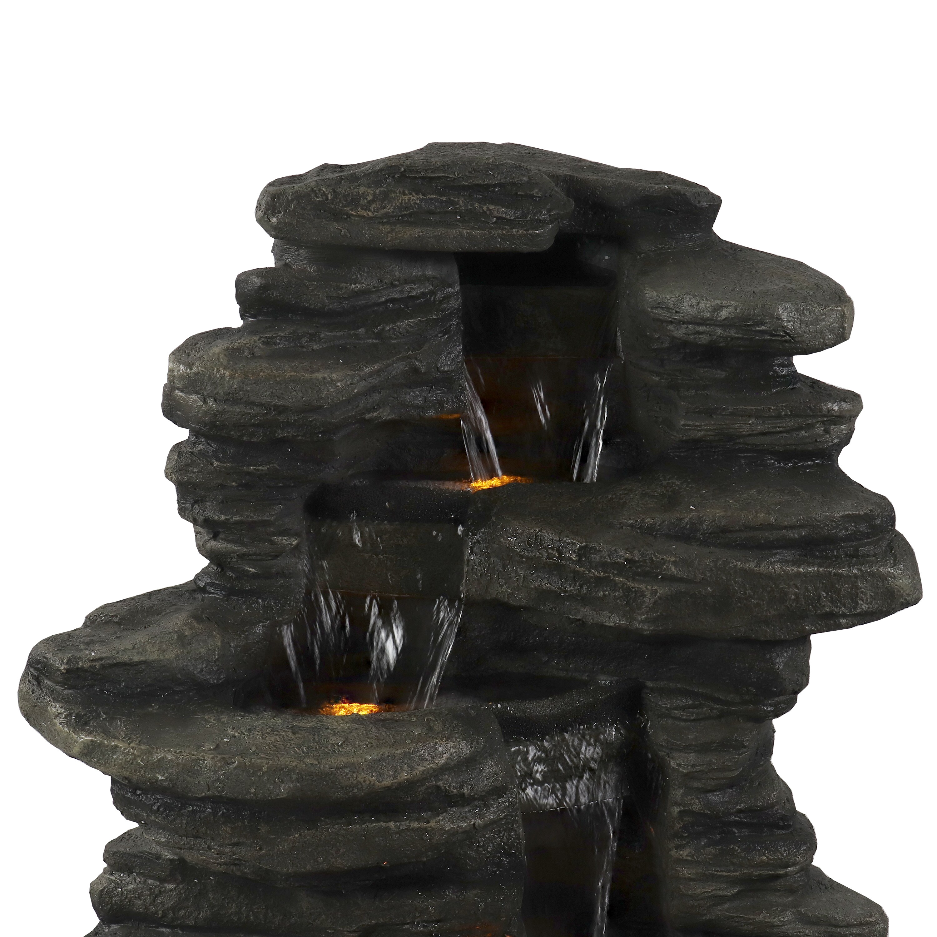 Sunnydaze Decor 38-in H Resin Water Rock Waterfall Outdoor Fountain ...