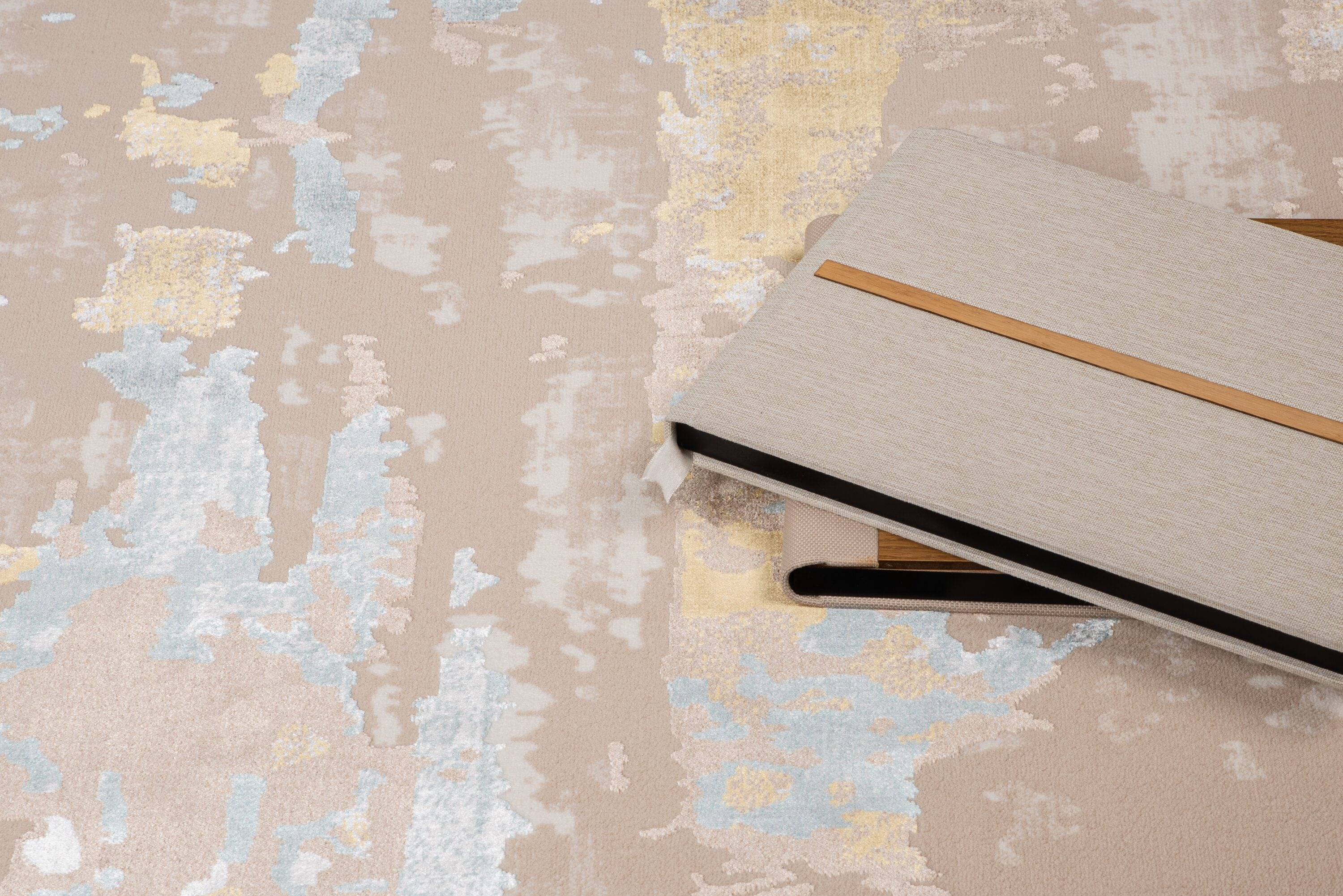 London Collection Cream and Brown Abstract Area Rug