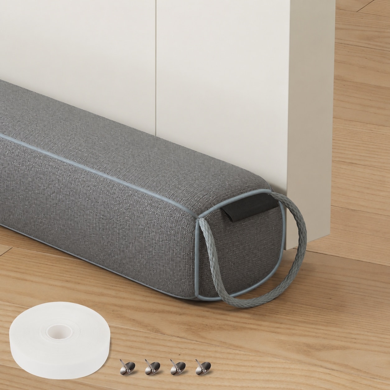 Anqtovp  Door Draft Stopper 36 Inches Weighted Rectangle Door Snake for Winter Noise Blocker with Hook Loops Gray durable home and garden