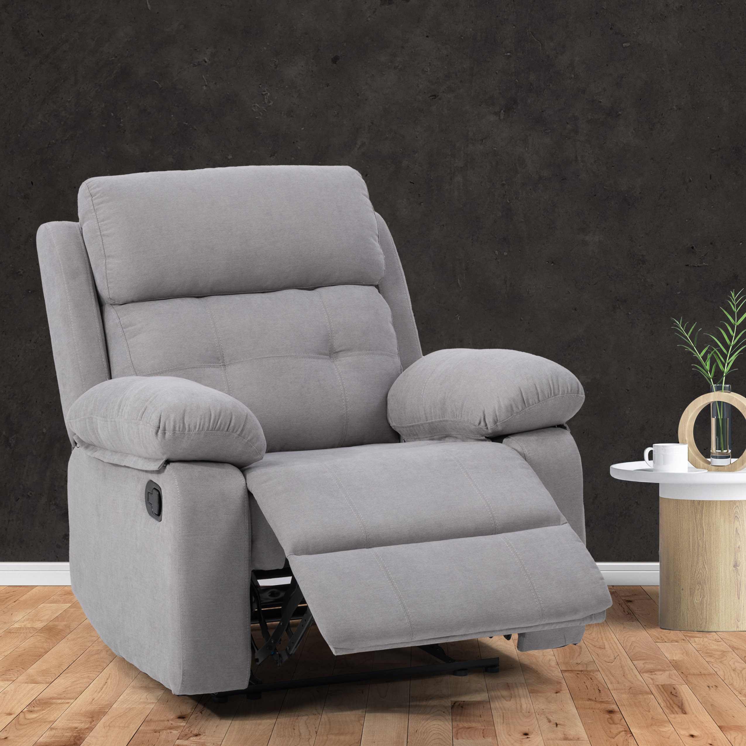 CorLiving Recliner Chair with Extending Foot Rest, Light Grey