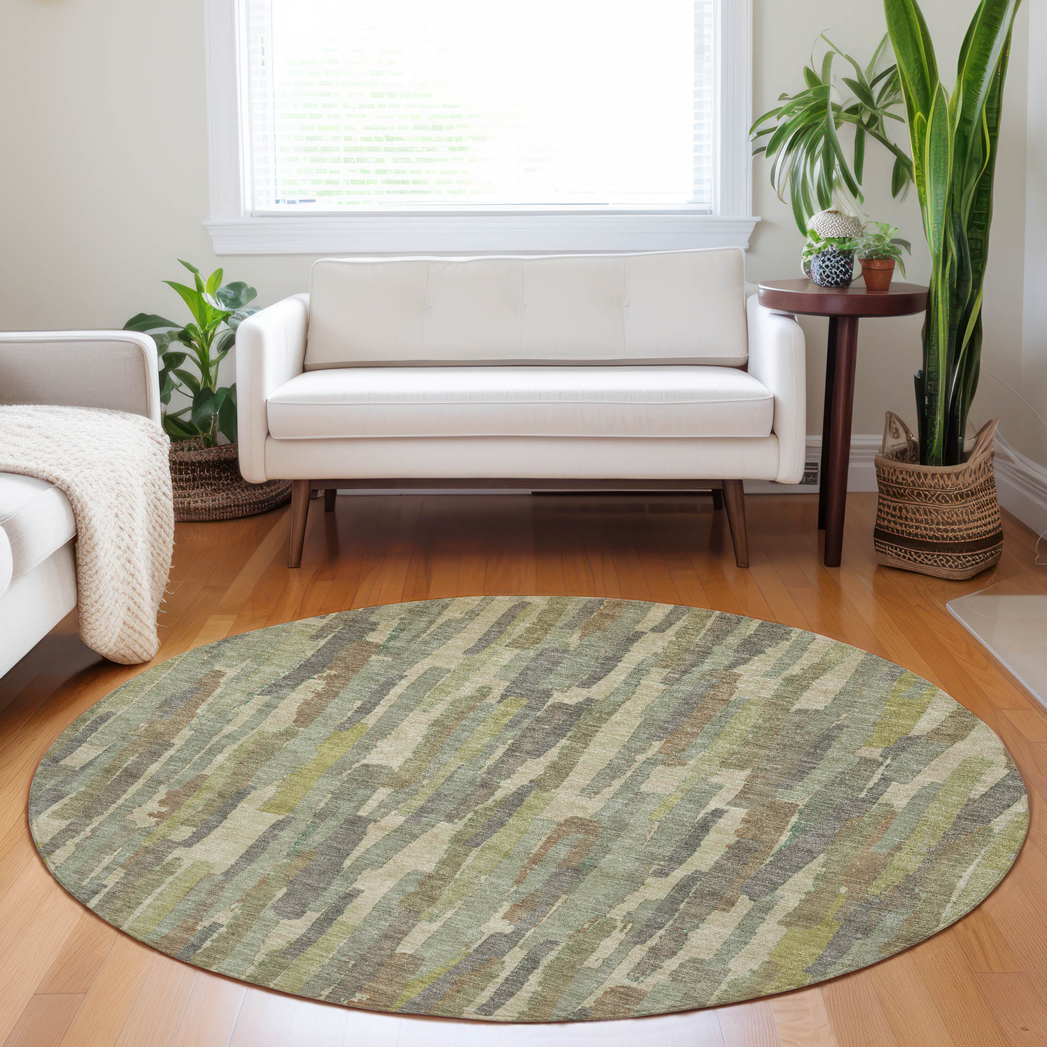 Addison Rugs ACN1314AL8RO Chantille ACN1314AL 8 x 8 (ft) Polyester Aloe Round Indoor/Outdoor Geometric Machine washable Area rug