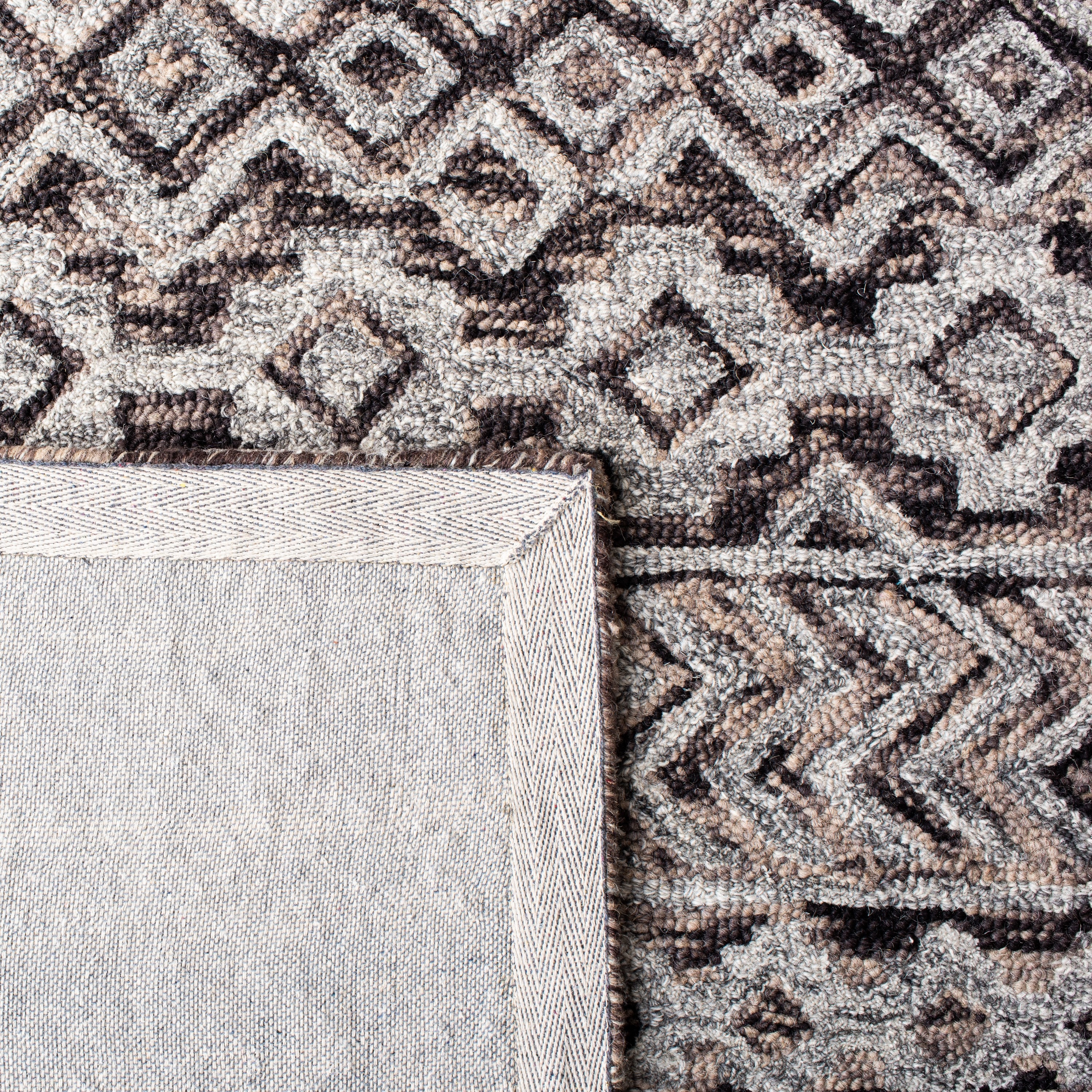 Gray and Brown Handmade Wool 6' x 9' Abstract Area Rug