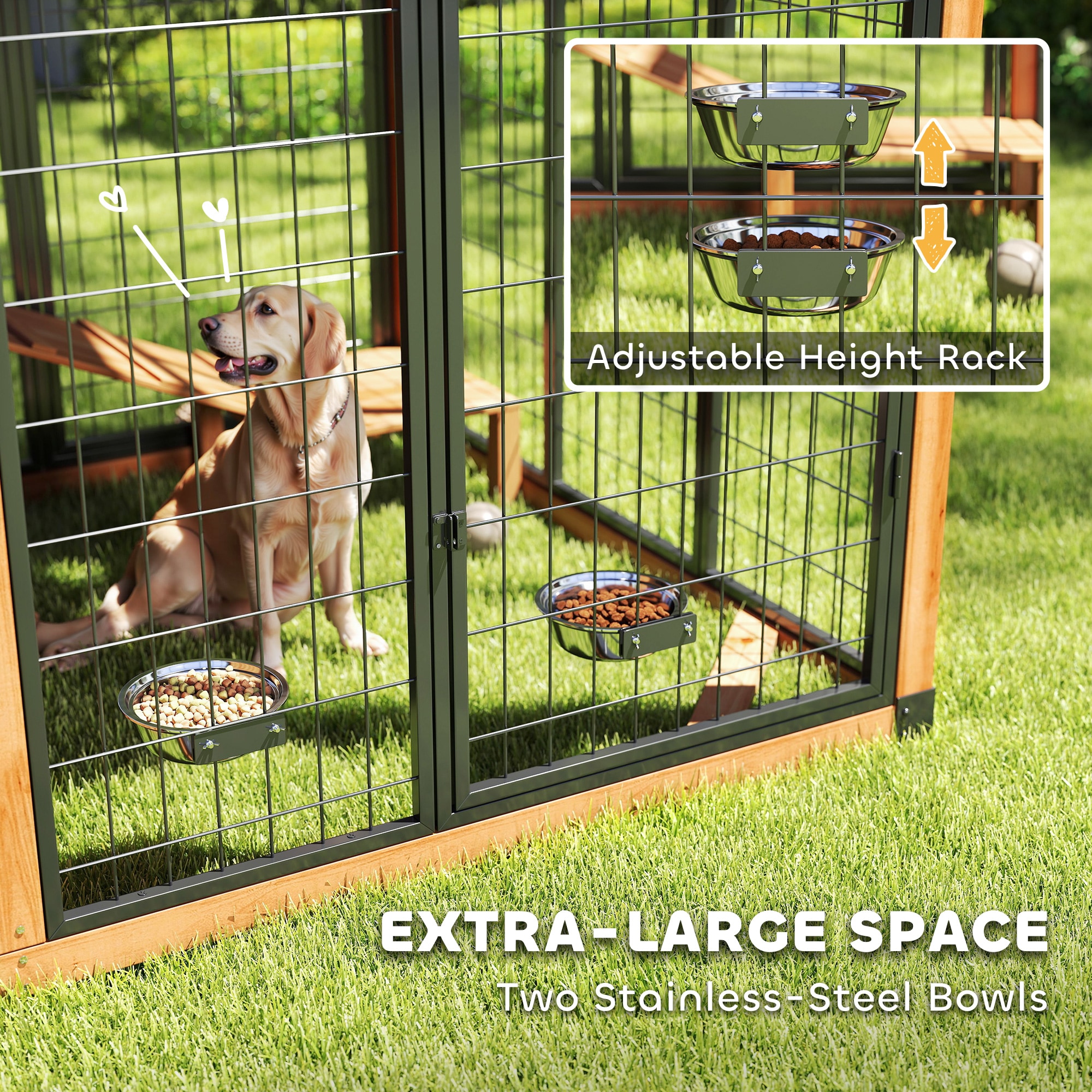 PawHut Extra Large Dog House Wood Outdoor Dog Kennel with Platform