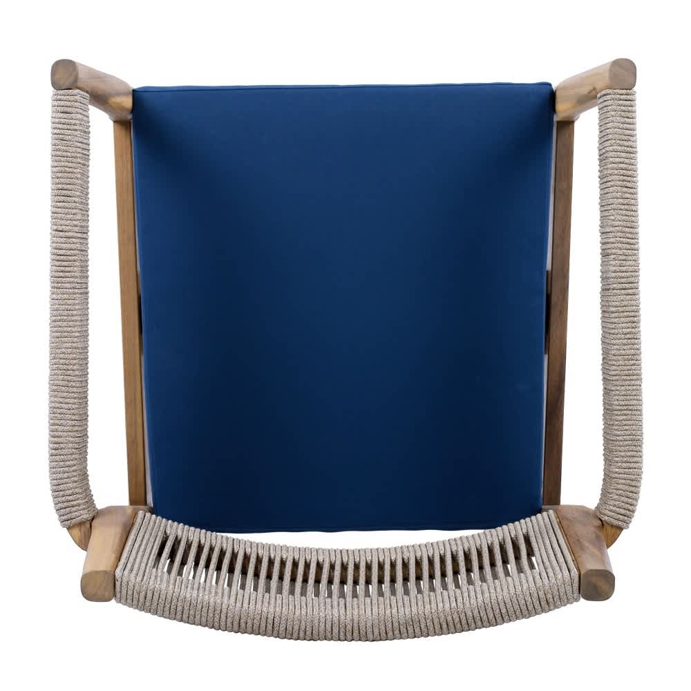 Coolbibila 5-Piece Rope Woven Acacia Wood Round Outdoor Patio Dining ...