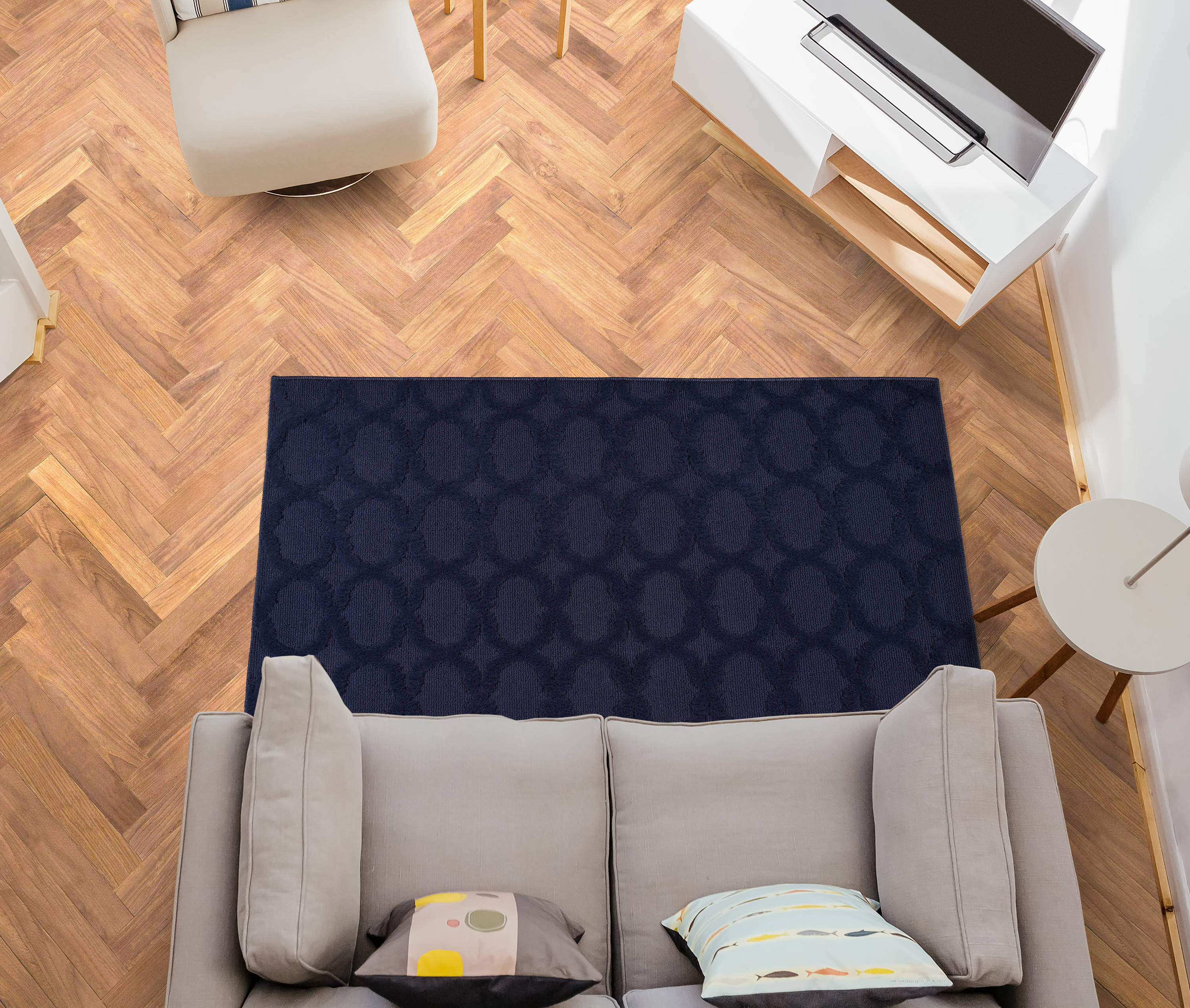 Garland Rug CL100N04807210 Sparta 4 x 6 (ft) Tufted Polypropylene Navy Rectangular Indoor Geometric Farmhouse/Cottage Throw rug