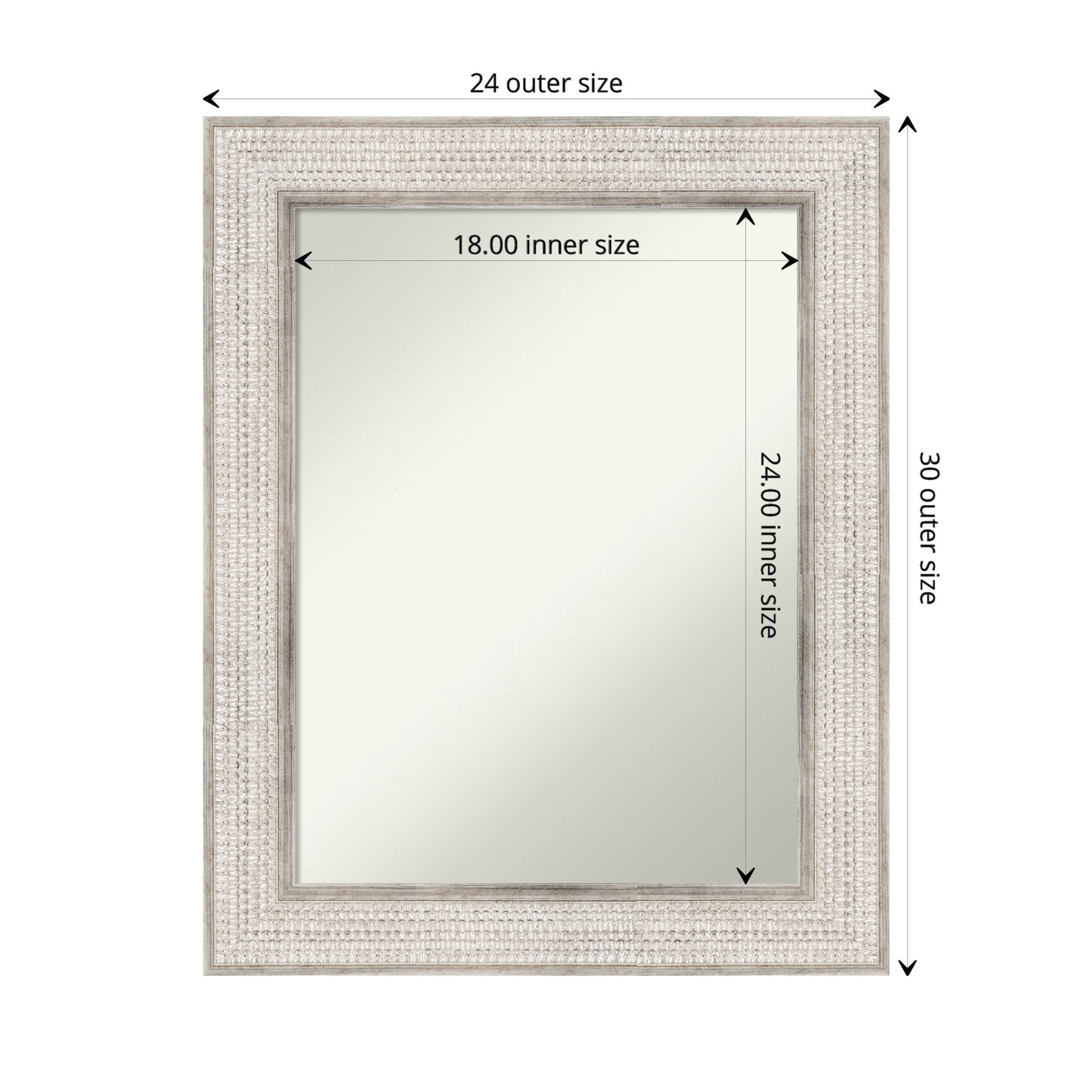 Trellis Silver Wood 30" x 24" Rectangular Wall Mirror