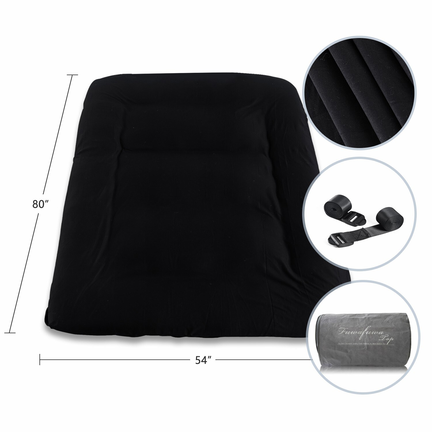 Black Full Size 3.6-Inch Thick Foam Futon Mattress - Hypoallergenic ...