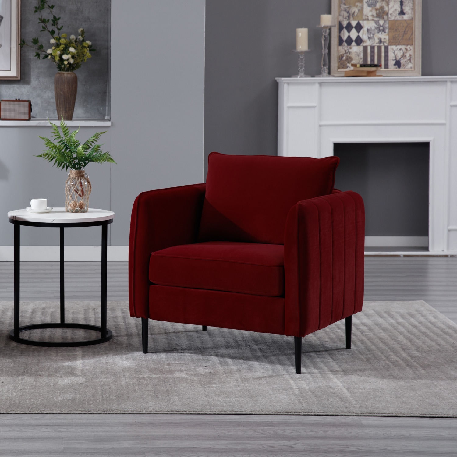 Streamdale Furniture - Streamdale Velvet Accent Chair - Mid-Century Modern Armchair