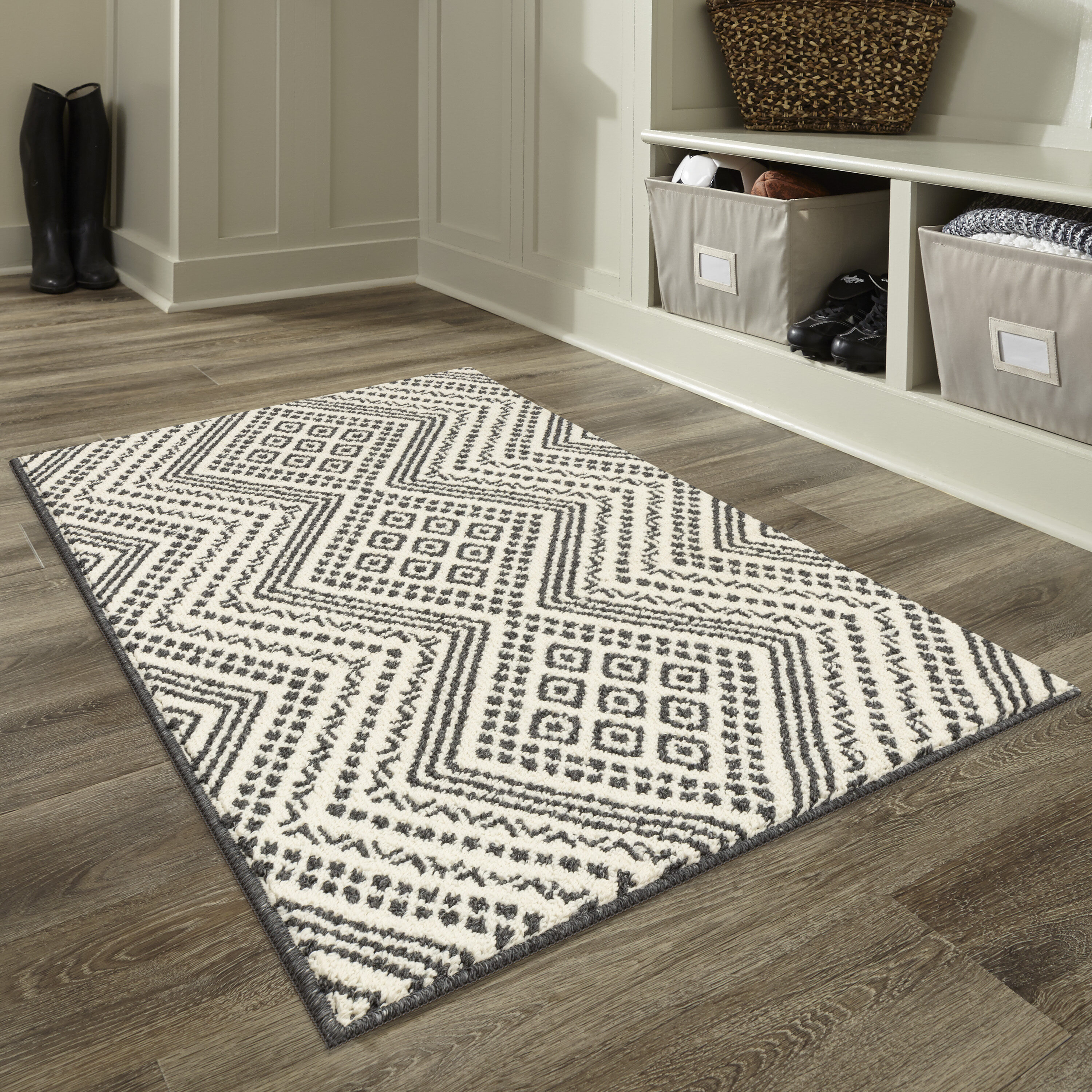 Style Selections X 10 Grey Indoor Geometric Moroccan Area Rug in the Rugs  department at