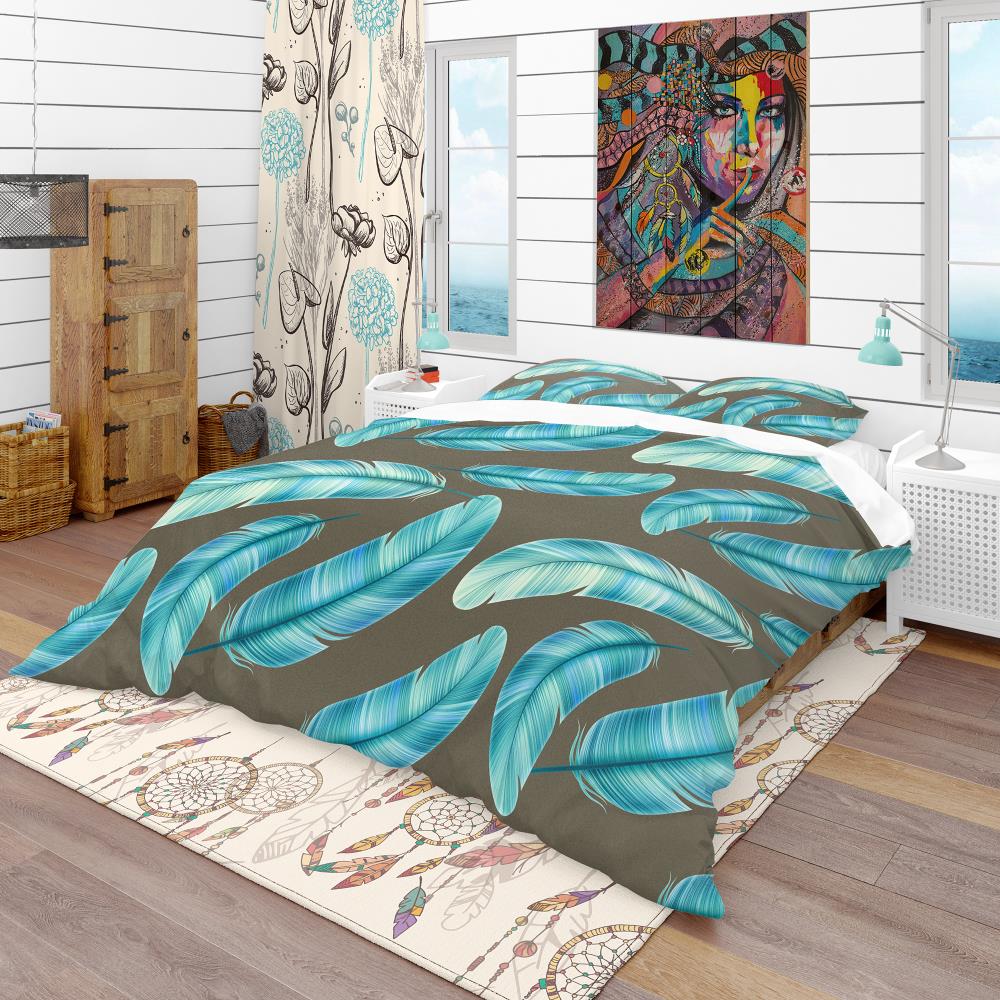 Designart BED18996-K 3 -Piece Blue King Duvet cover Set