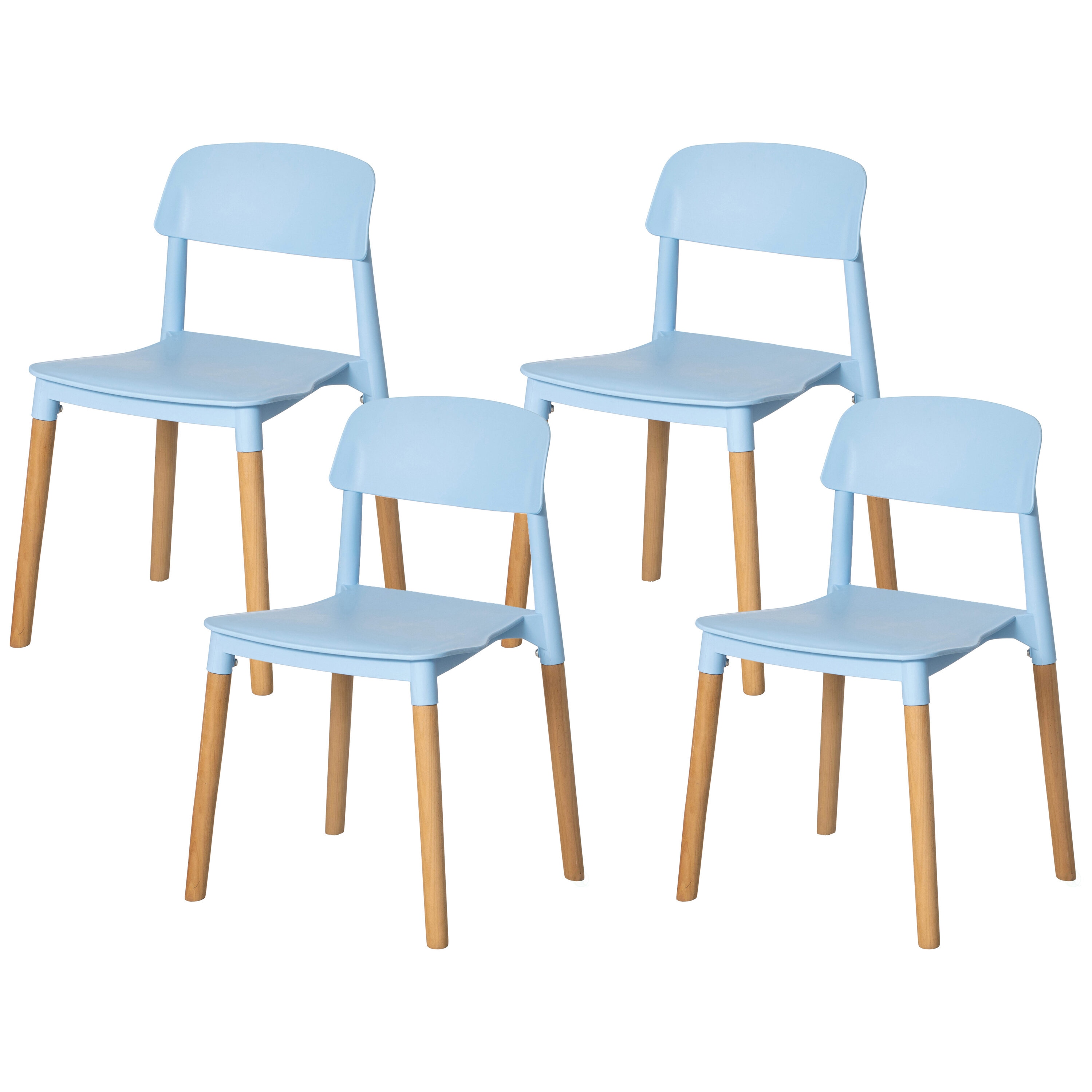 FABULAXE QI004222.BL.4 Set of 4 Contemporary/Modern Dining Side Chair (Wood Frame)