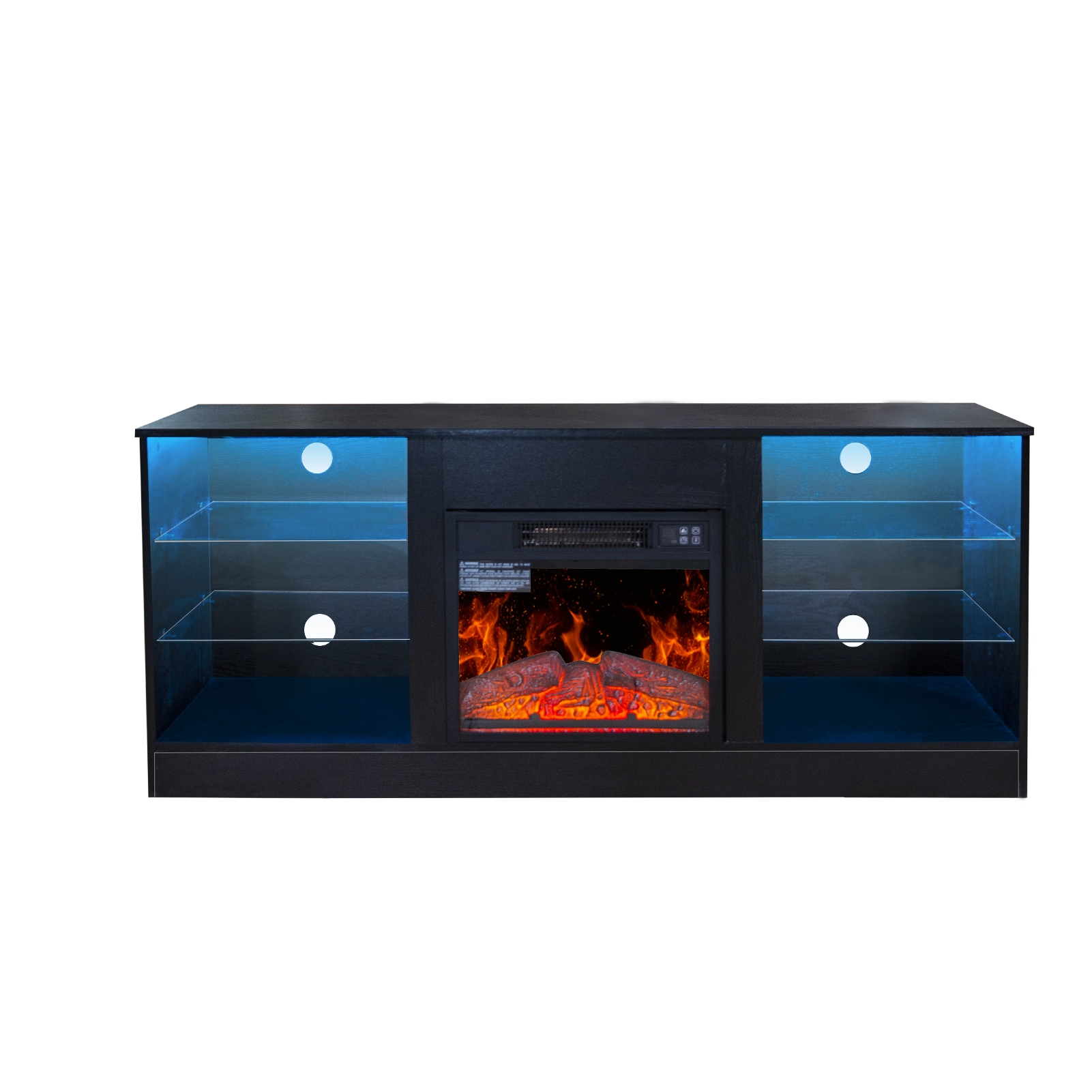 Clihome 57.8-in W Black TV Stand with Fan-forced Electric Fireplace CL-SU55-23 Sansujyuku sansujyuku.com