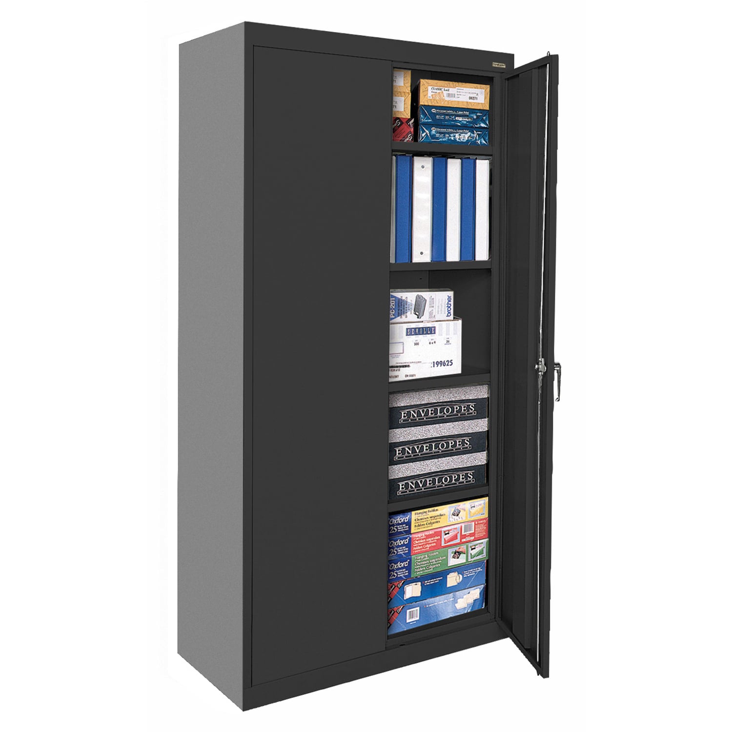 Black Freestanding Lockable Office Cabinet with Adjustable Shelving
