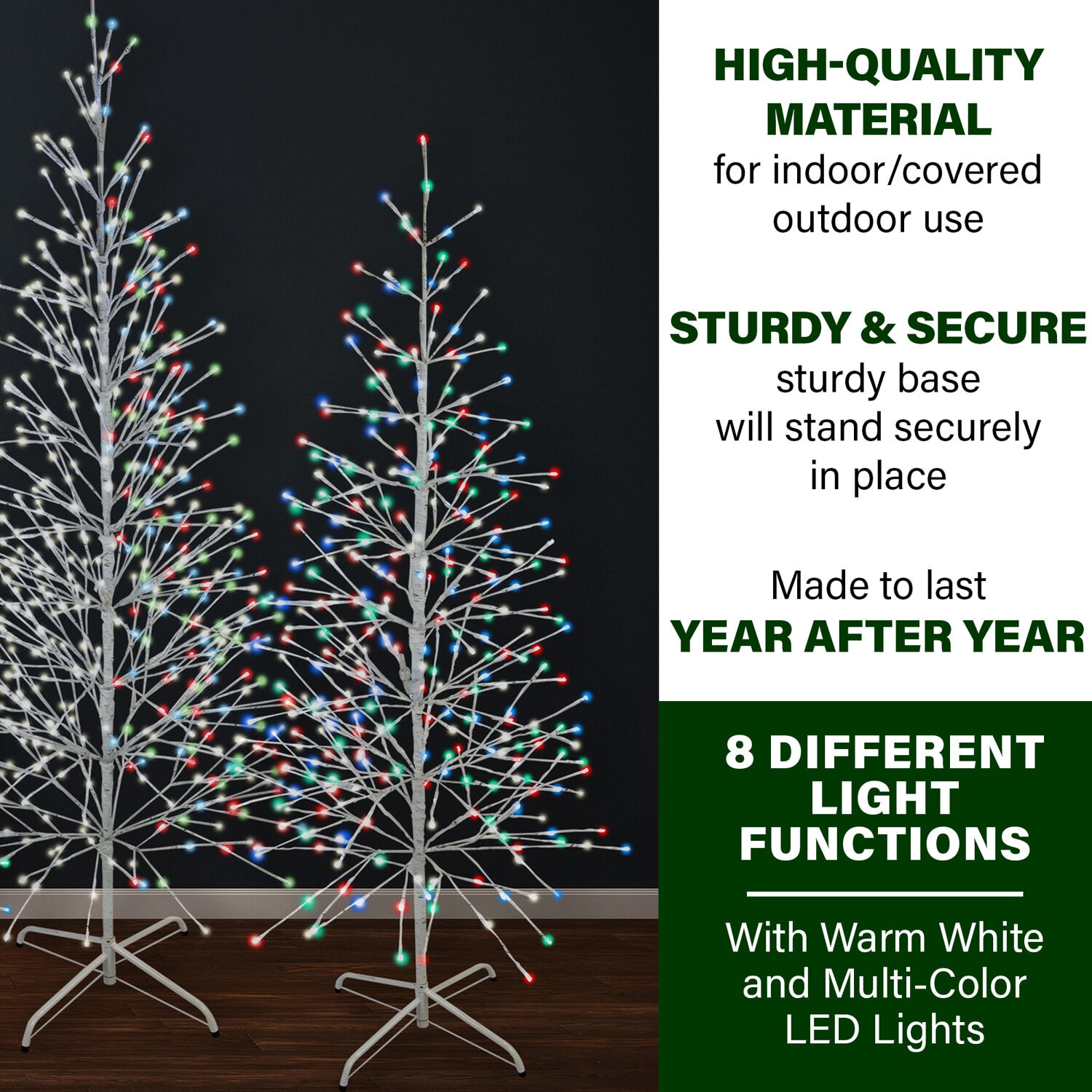Fraser Hill Farm FFCHLEDSET3TREE-MLT Table-Christmas-Decorations - View #2