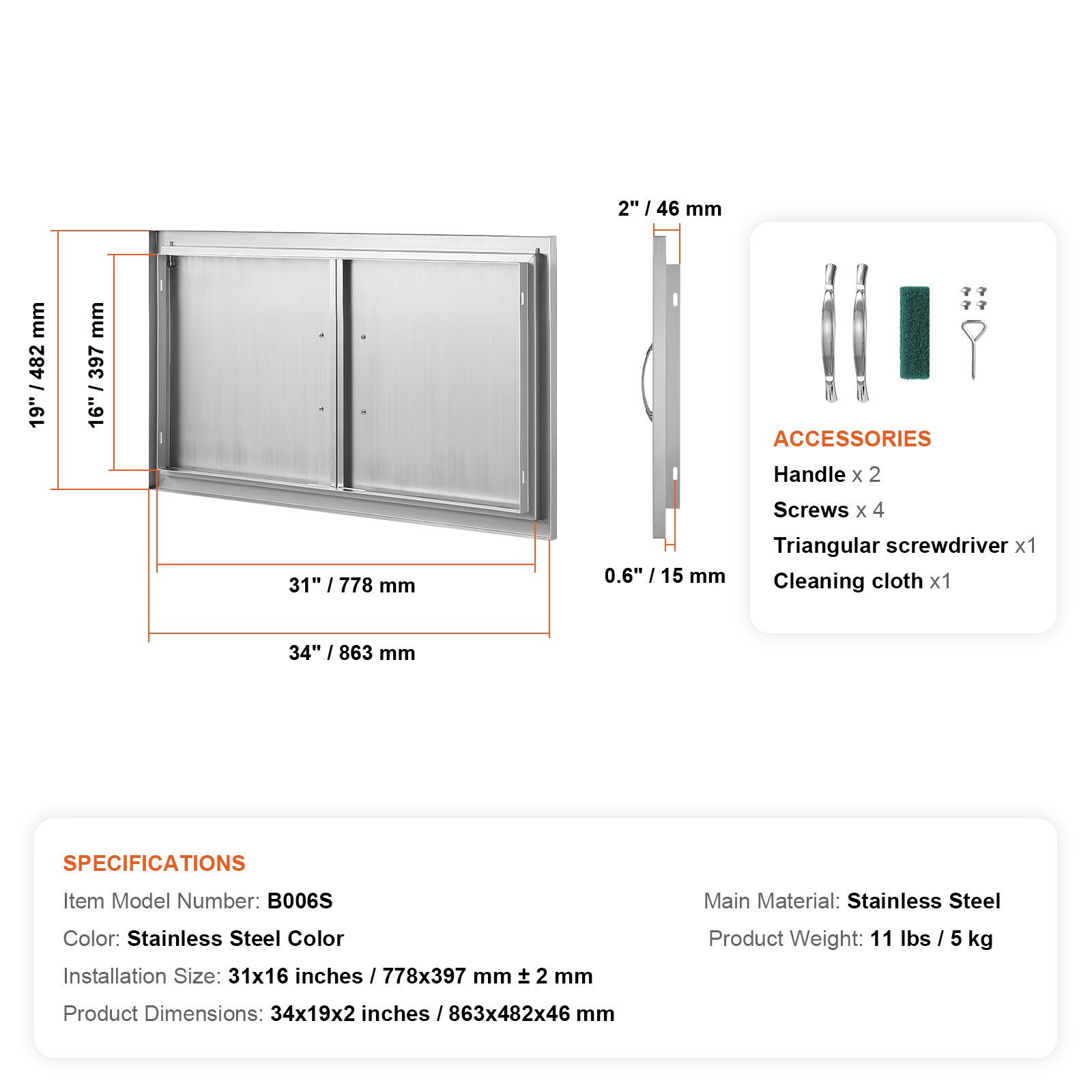 VEVOR SCSMMBSCJMYS05008V0 Builtin-Grill-Cabinet-Parts - View #7