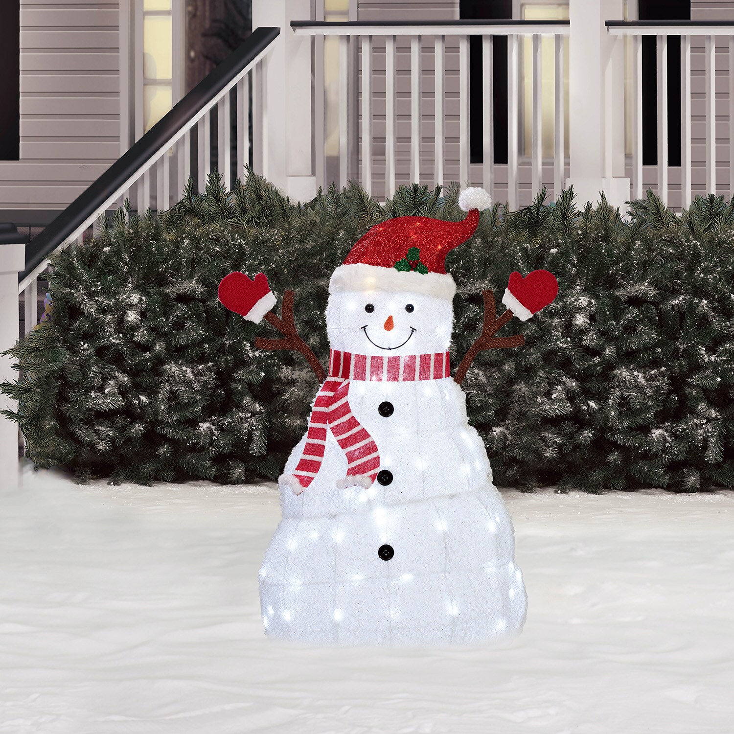 Holiday Living 48-in Snowman Light with White LED Lights in the Outdoor  Christmas Decorations department at