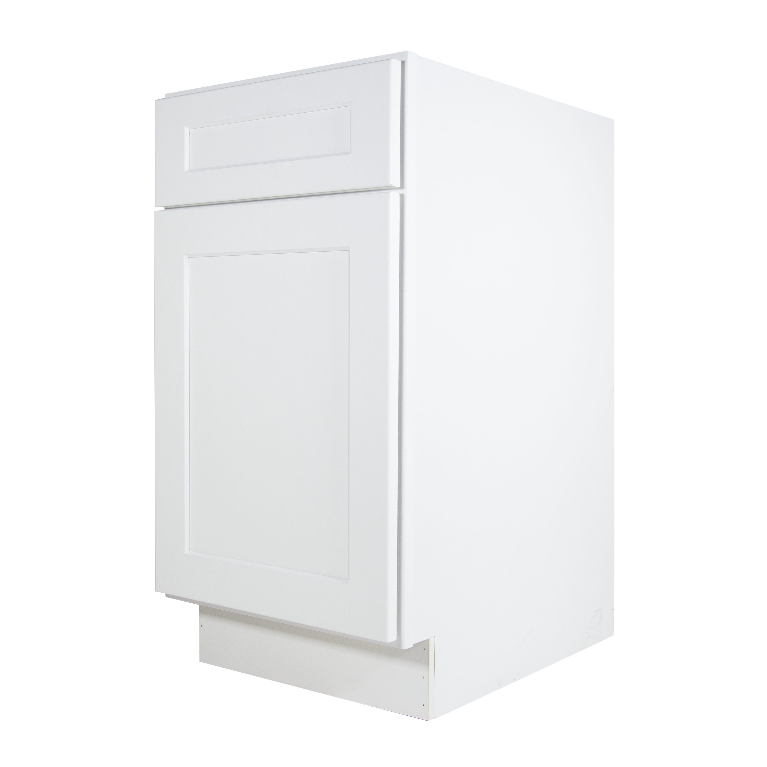 Hampton 36 in. W x 24 in. D x 34.5 in. H Assembled Drawer Base Kitchen  Cabinet in Satin White with Full Extension Glides