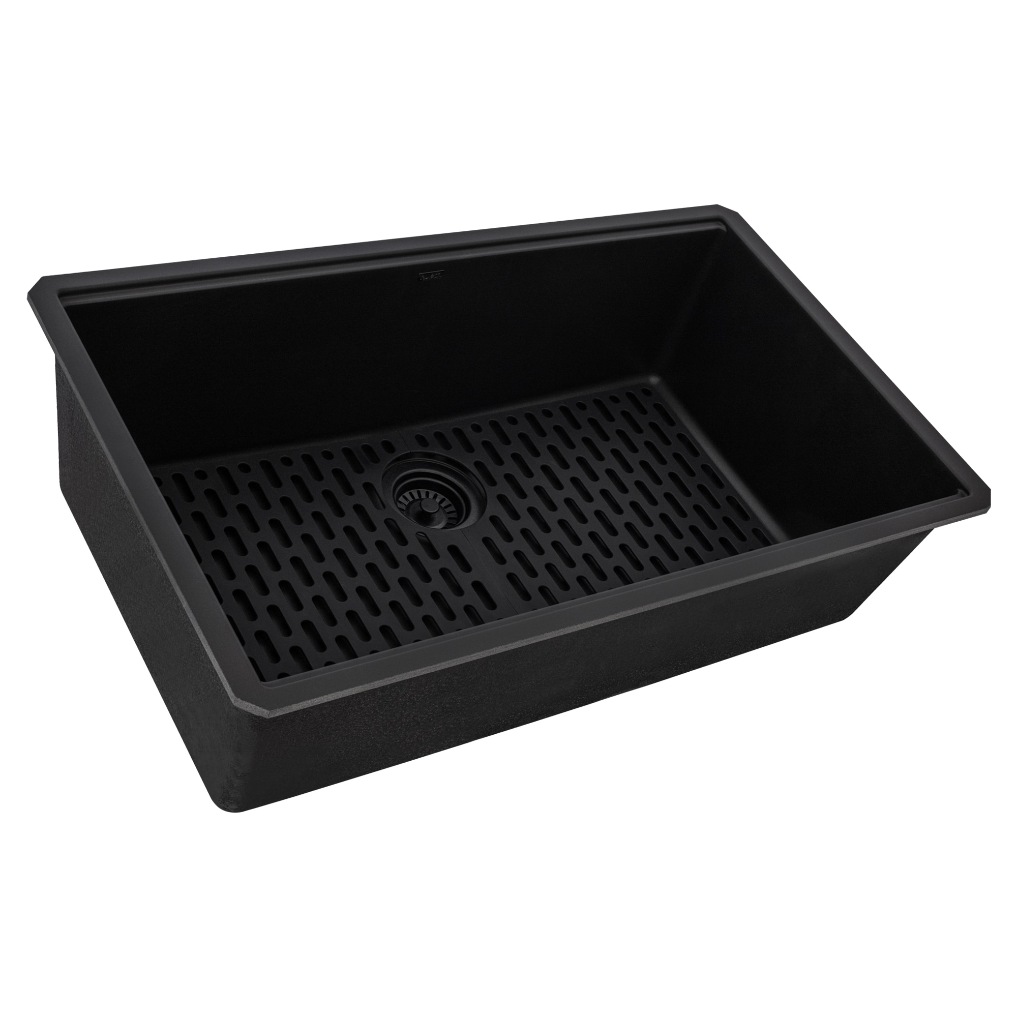 Midnight Black Granite Composite Undermount Single Bowl Kitchen Sink