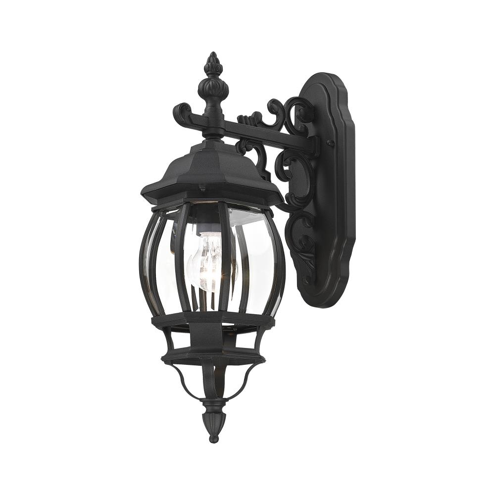 Black Aluminum Outdoor Wall Mount Lantern with Clear Glass