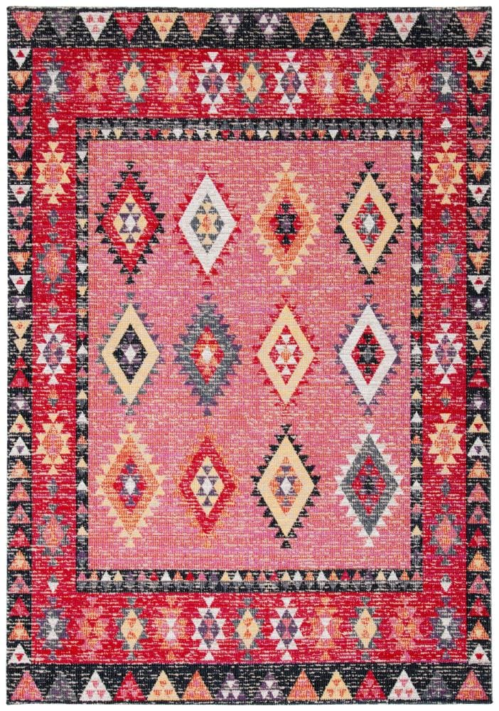 Safavieh MTG201U-6 Montage 6 x 9 (ft) Loomed Polypropylene Pink/Black Rectangular Indoor/Outdoor Distressed/Overdyed Southwestern Area rug