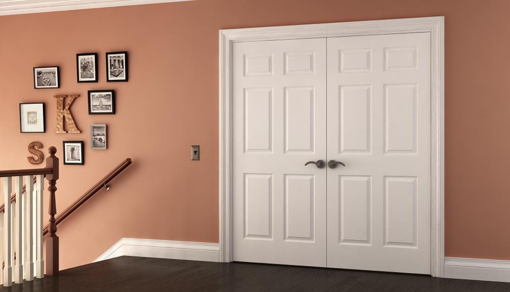 JELD-WEN Colonist 30-in x 80-in 6-panel Textured Hollow Core Primed Molded Composite Slab Door