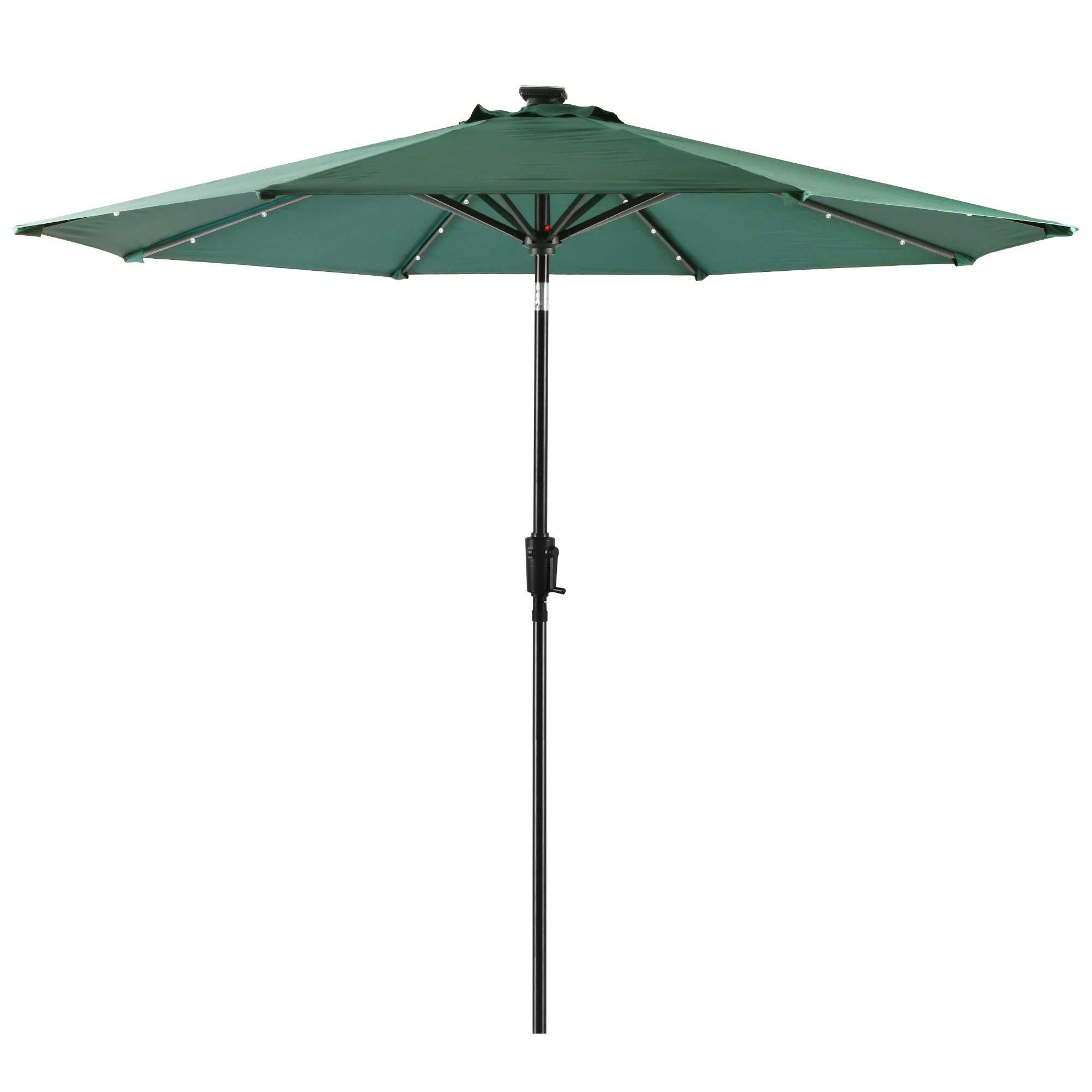 Sun-Ray 8L1021 9-ft Aluminum Green Push-button Tilt Market Patio Umbrella with Lights