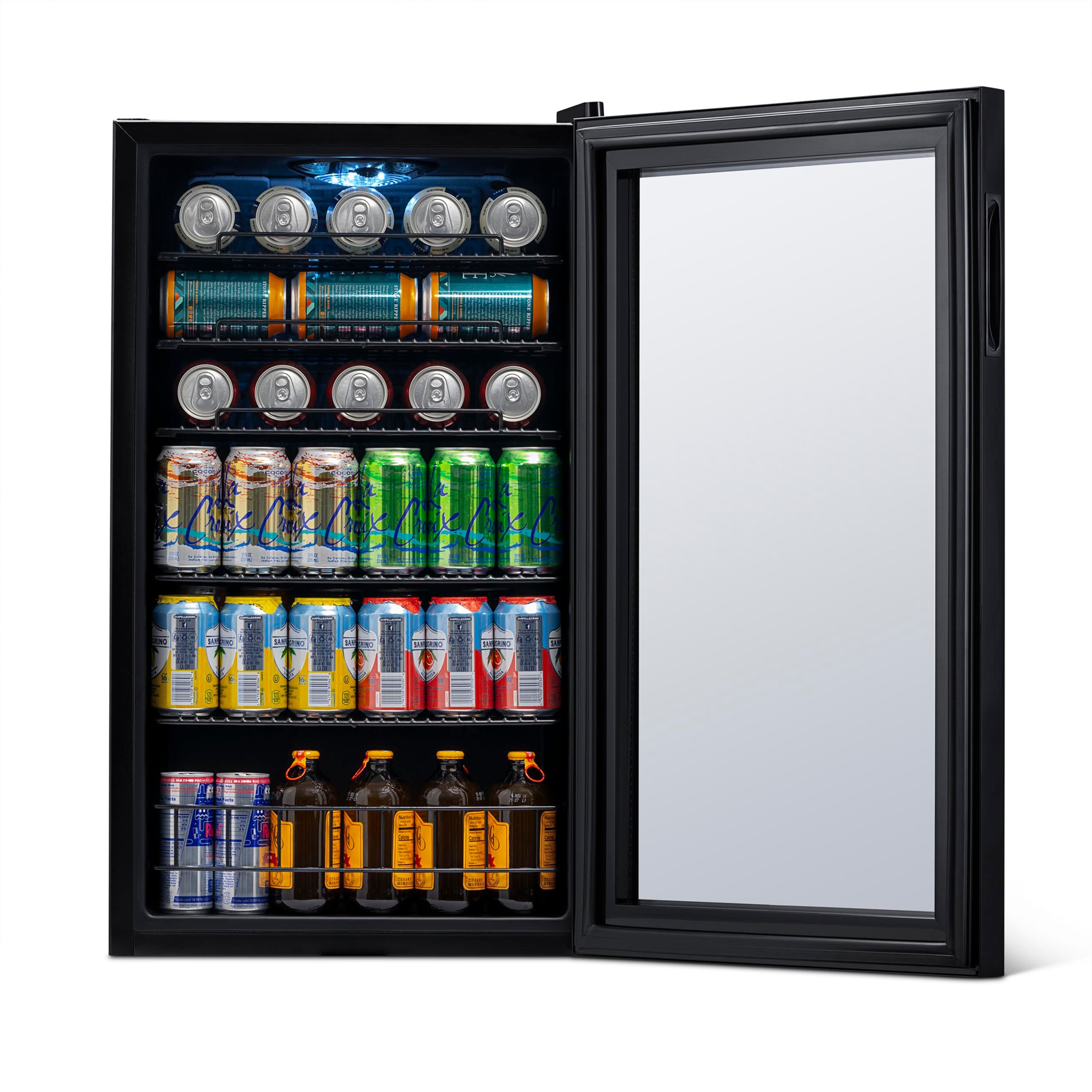 Hooure 17 in. Single Zone Freestanding 101-Cans Black Stainless Steel Beverage Cooler with Adjustable Removable Shelves