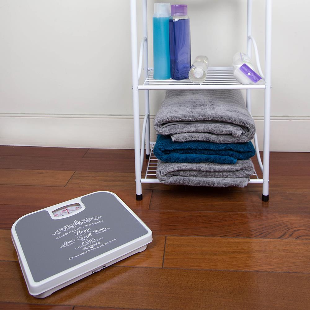 Home Basics Paris Mechanical Weighing Scale, Gray in the Bathroom