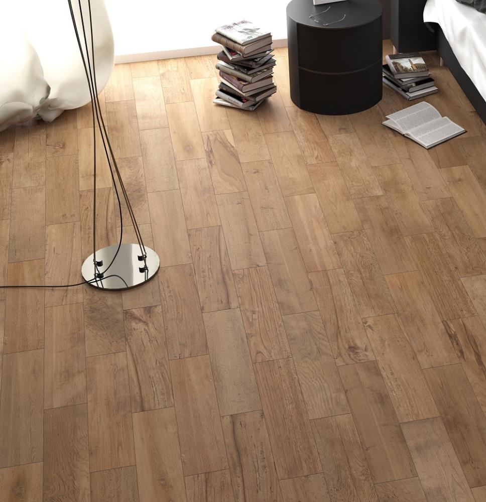 Style Selections Woods Natural 6-in x 24-in Glazed Porcelain Wood Look  Floor Tile in the Tile department at Lowes.com
