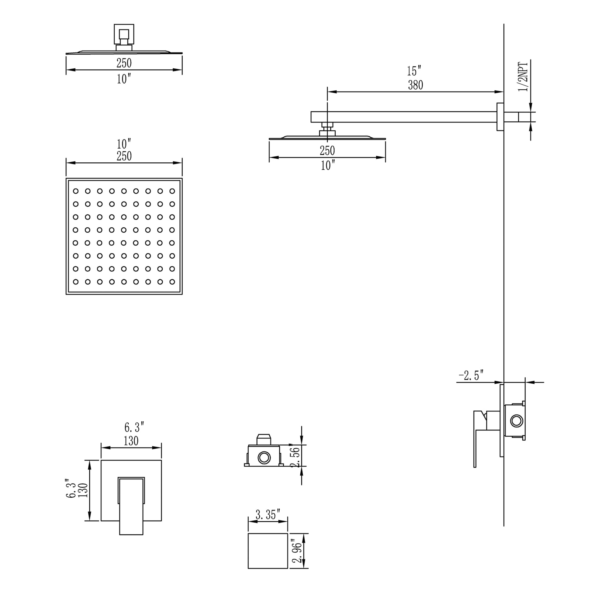 WELLFOR WN0720 Showerhead-Bar-Panels - View #12