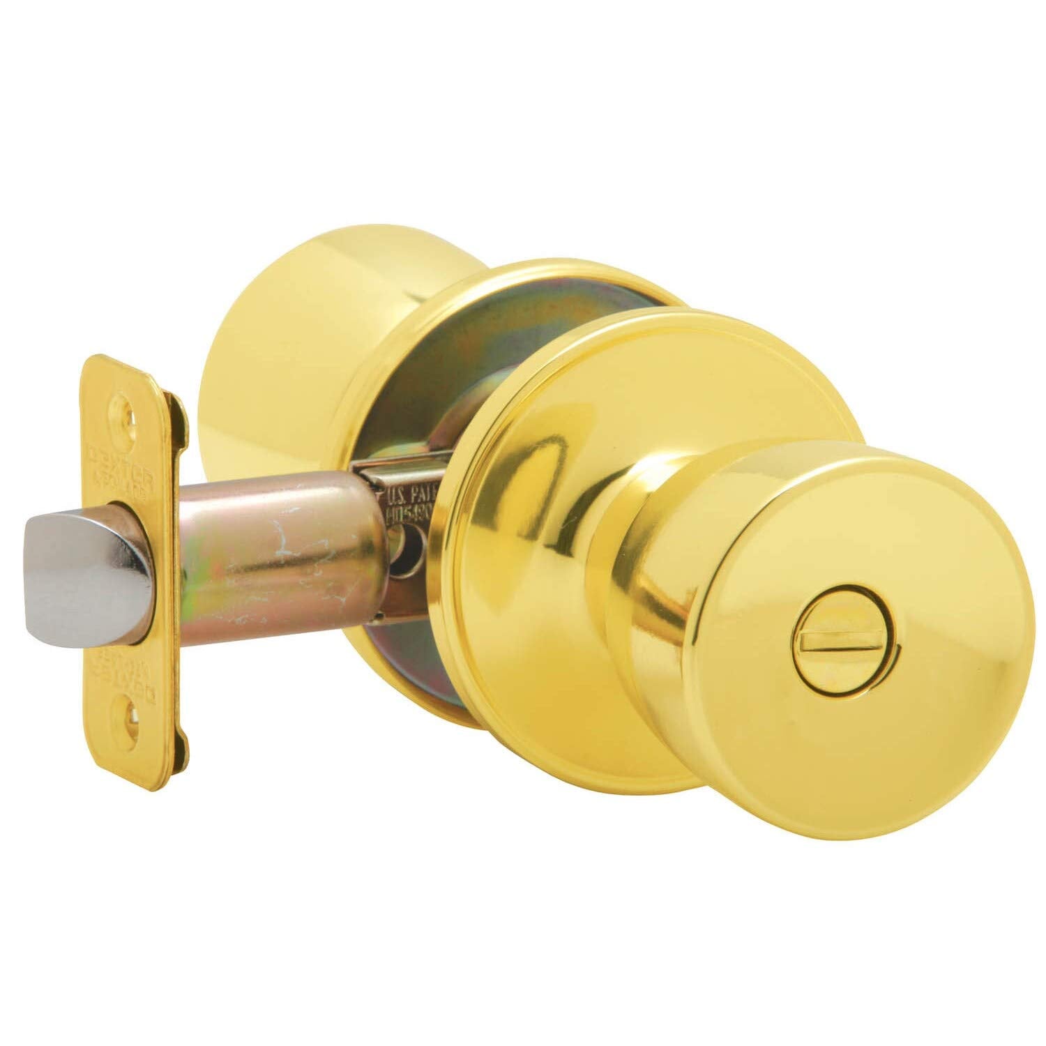 Schlage  J-Series Byron Privacy Door Knob Bright Brass Round Adjustable Backset
