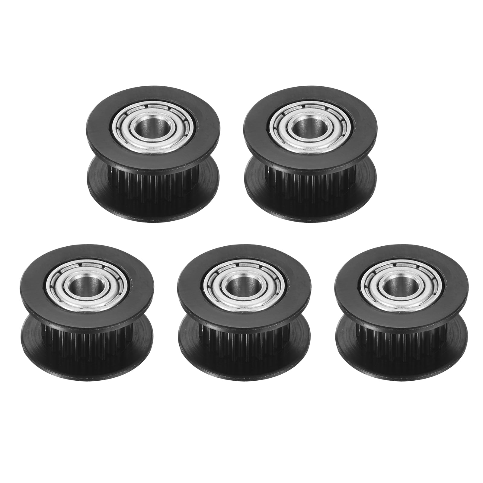 Unique Bargains 5pcs 2GT Idler Pulley 20 Teeth 5mm Bore Aluminum Timing Pulley Wheel for 6mm Width 20T Timing Belt for 3D Printer CNC Timing Belt- Black