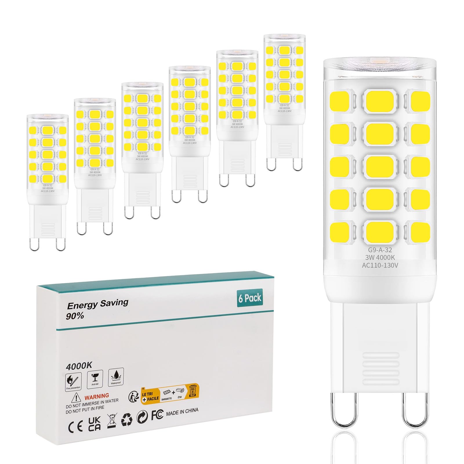 Misopily G9 LED Bulb Dimmable 3W T4 G9 4W Replacement for 40 Watts Halogen 4000K Natural Daylight White Chandelier Lighting AC 120V No Flicker #LMS0827M0304