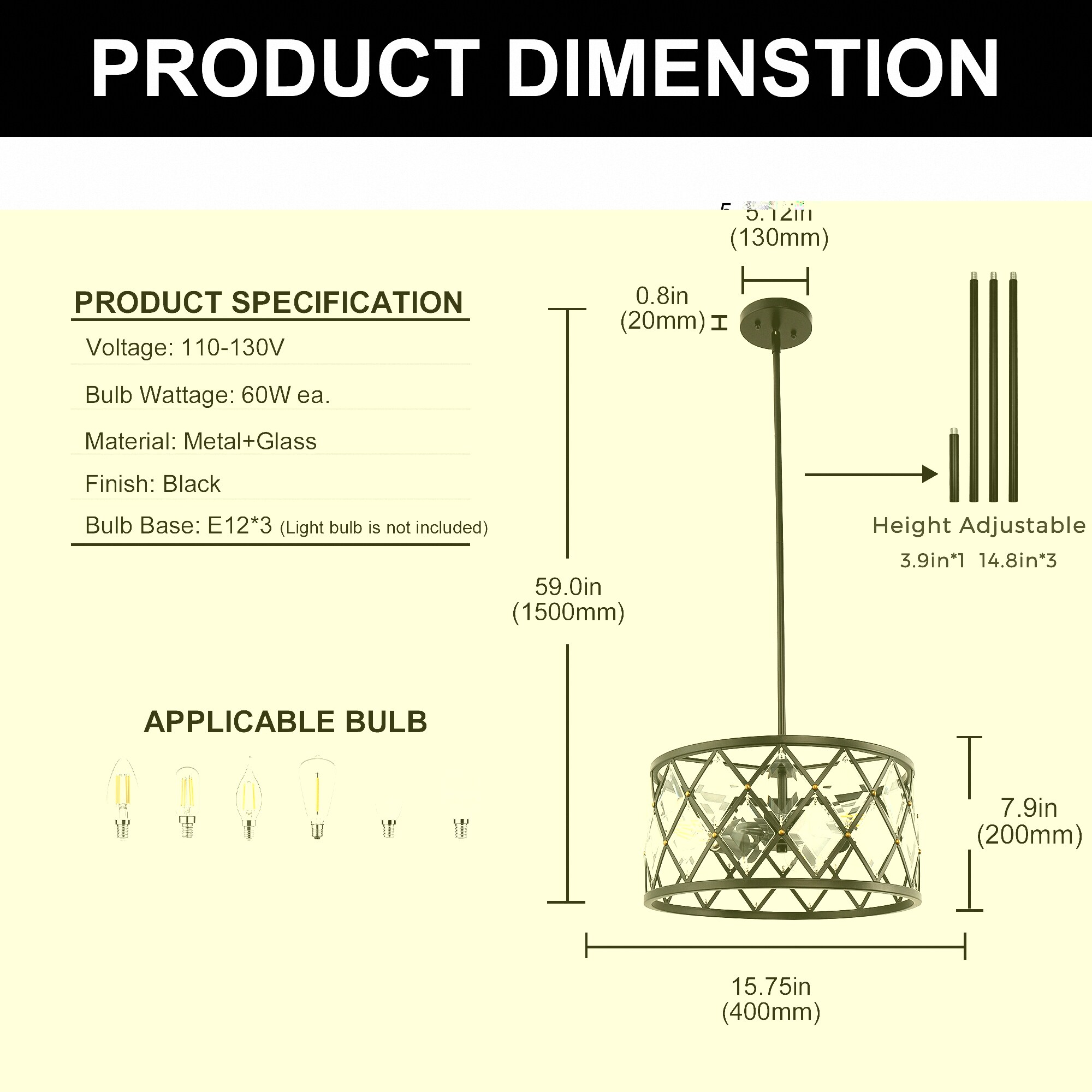 YANSUN LA-CX16301CBL-1A Pendant-Lights - View #5