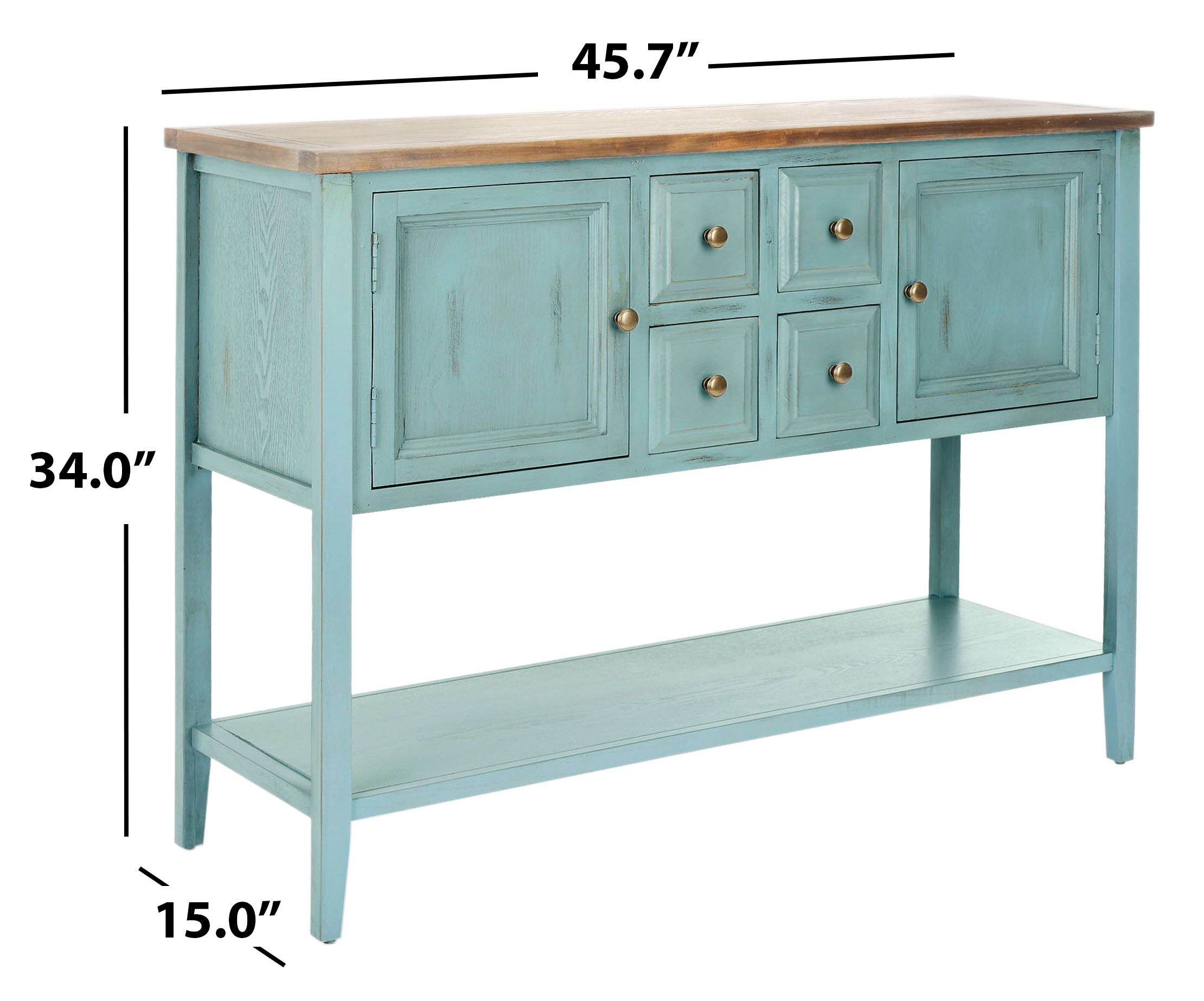 Safavieh Charlotte Country Barn Blue/Oak Console Table AMH6517B at ...