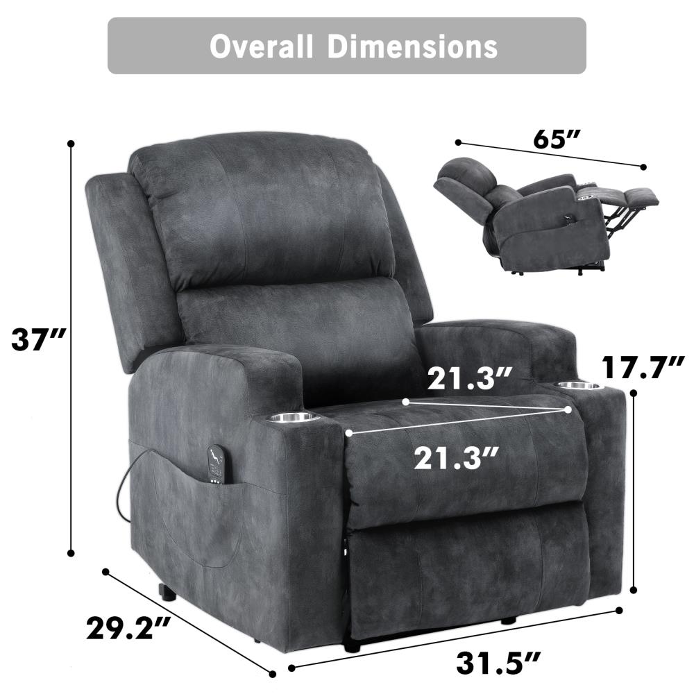 Canmov CD0160AF21D Black Microfiber Velvet Powered Reclining Recliner ...