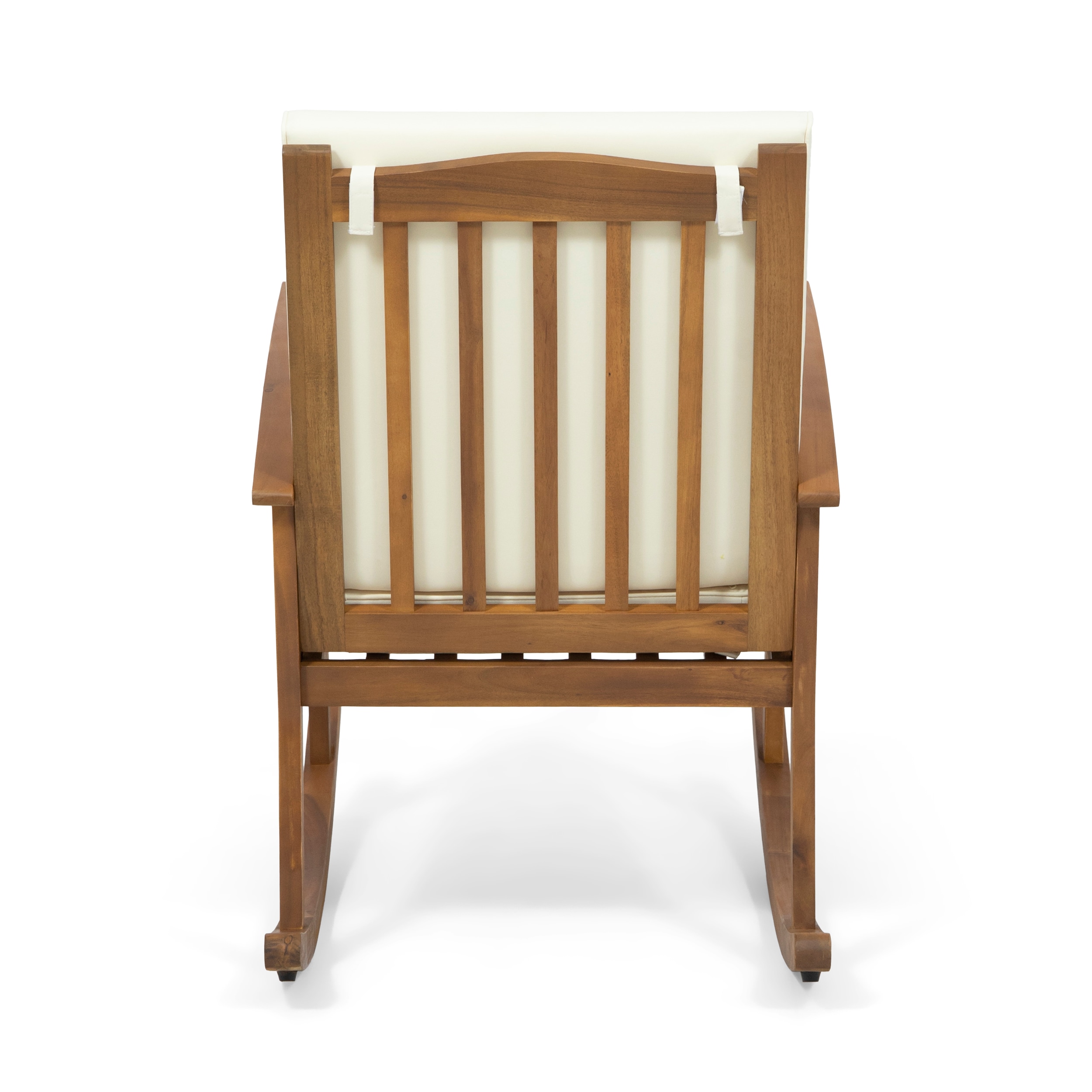 Casa Brown Acacia Wood Rocking Chair with Beige Cushions