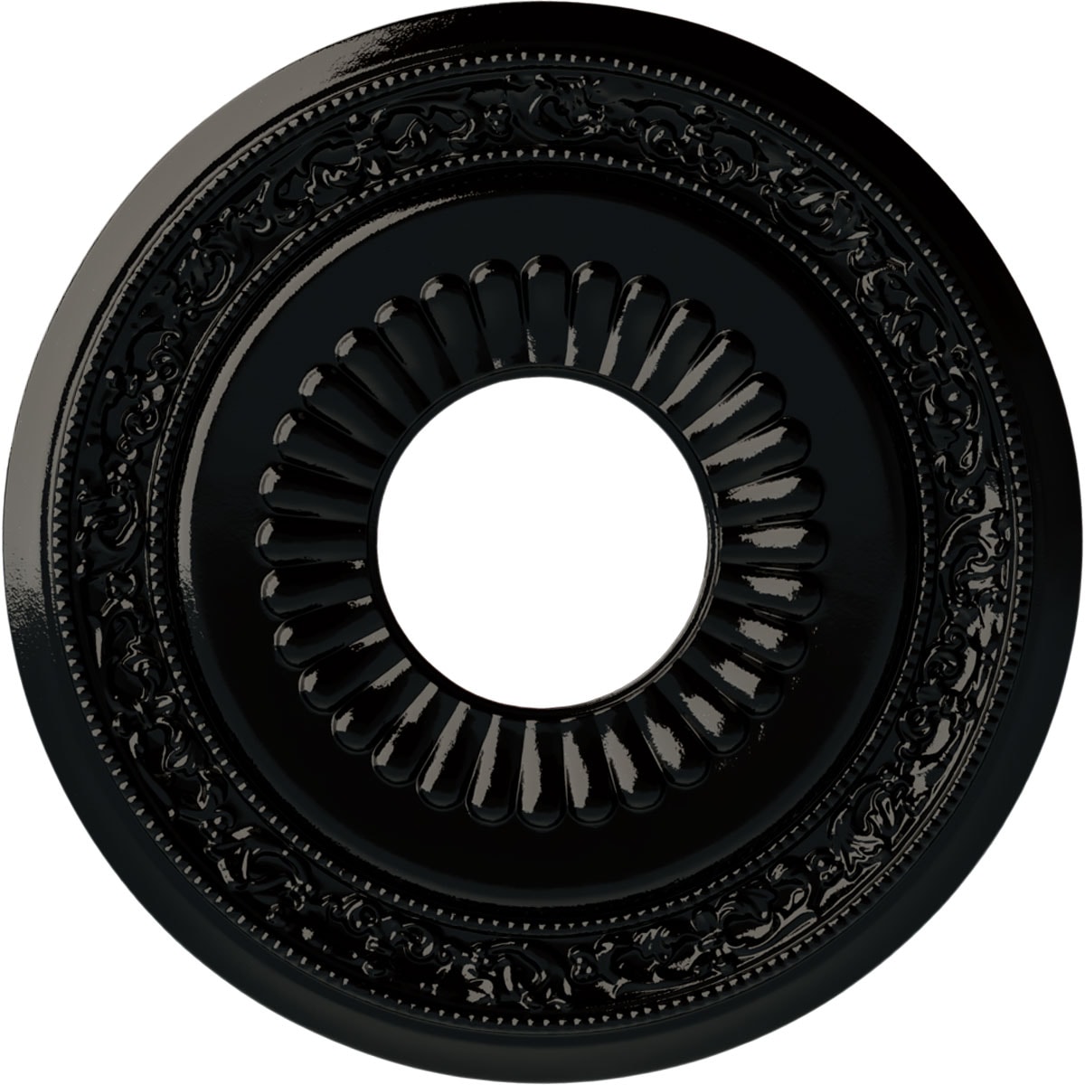 Ekena Millwork CM20LNBPS Lauren 20.625-in W x 20.625-in L Painted Black Pearl Polyurethane Whole Ceiling Medallion