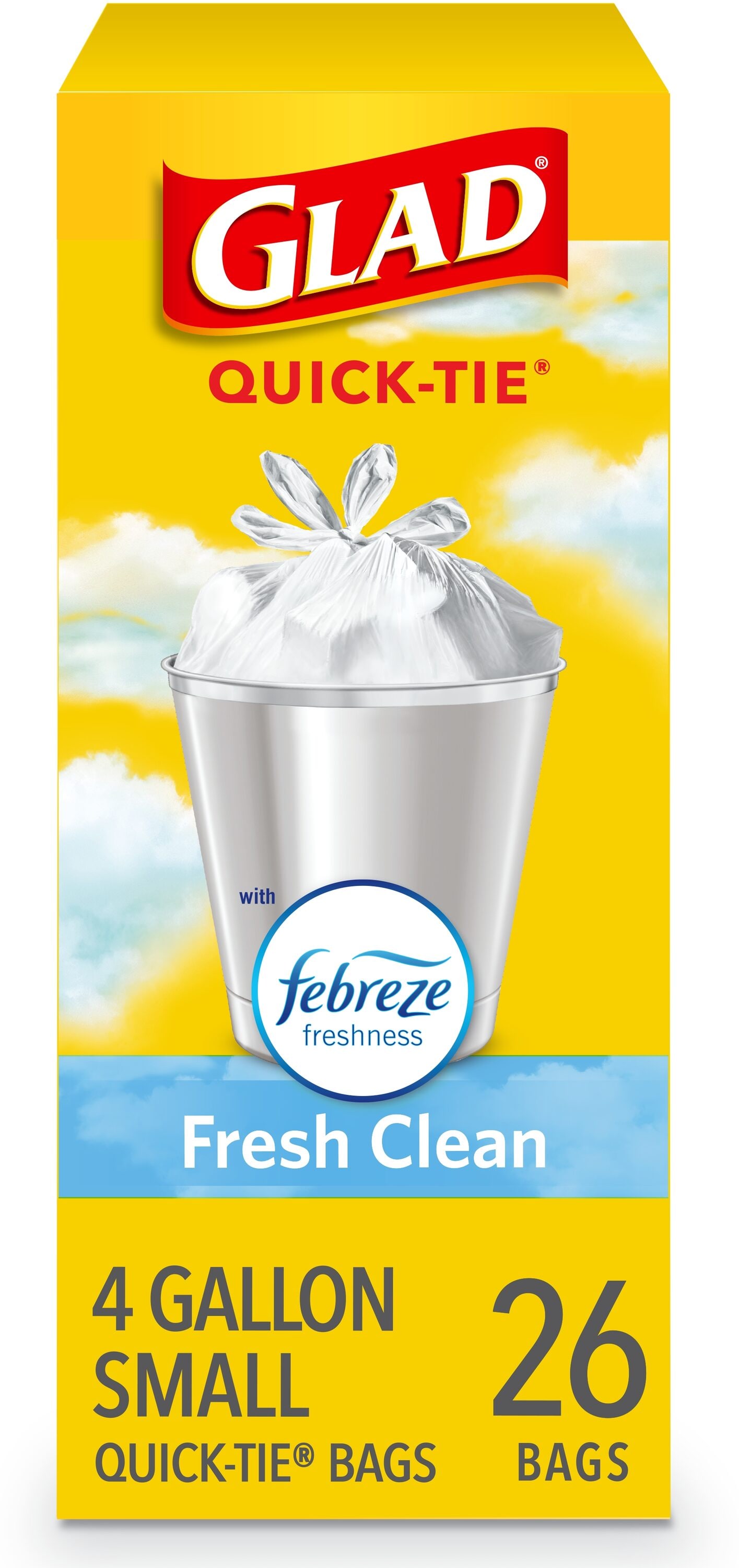 Glad OdorShield 4-Gallons Febreze Fresh Clean White Plastic
