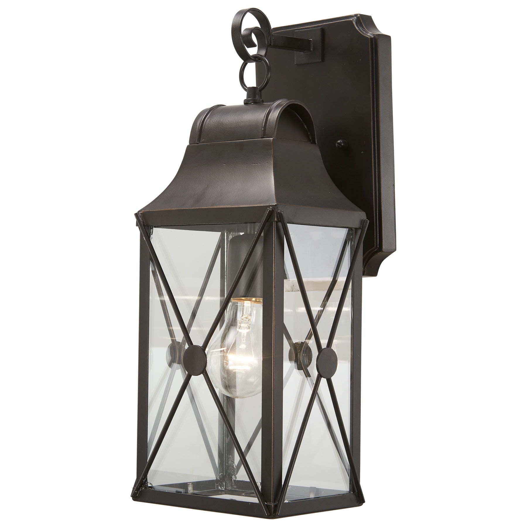 The Great Outdoors 73291-143C De Luz 1 -Light 16.625-in H Oil-rubbed Bronze Hardwired Outdoor Wall Light