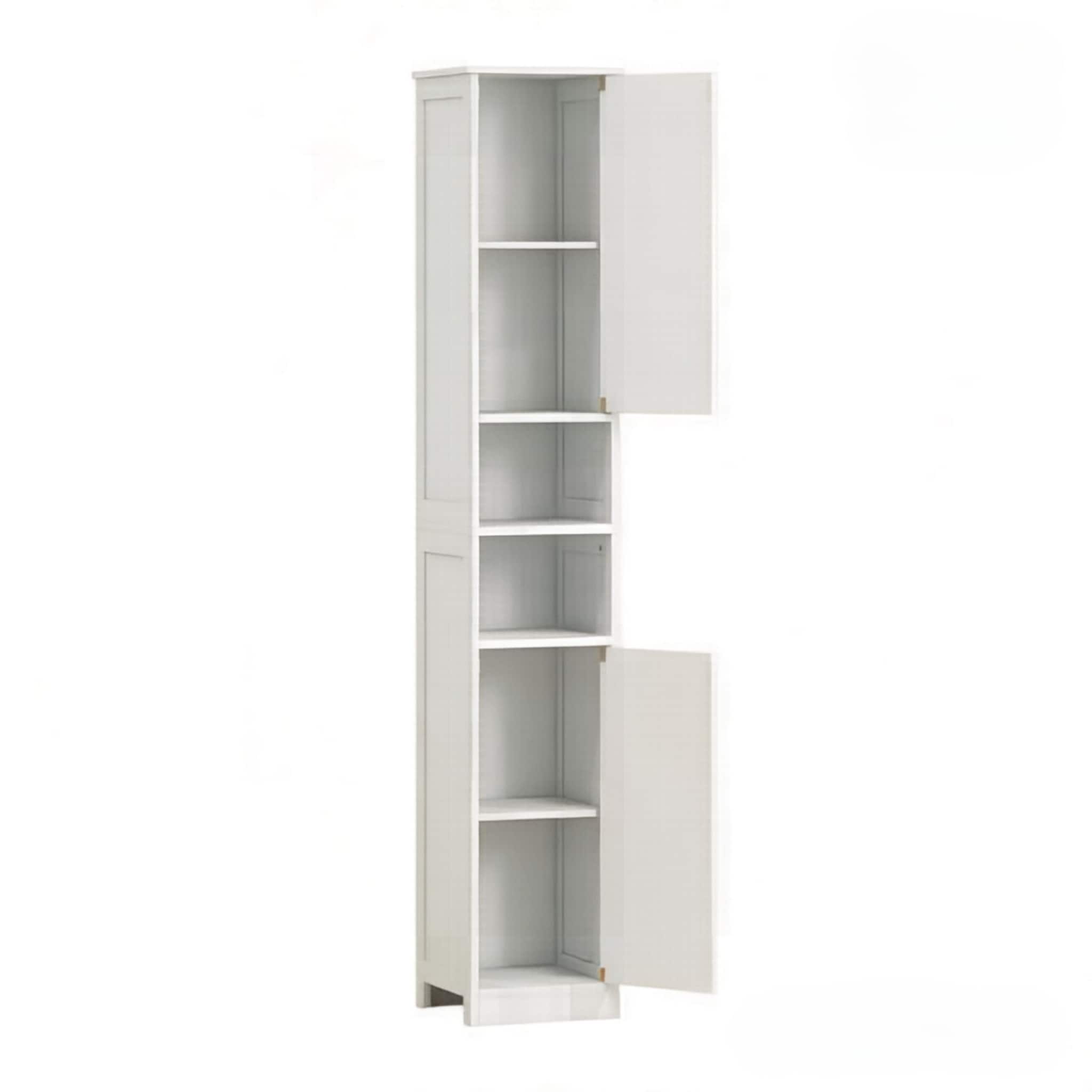 MiniEpic Slim Floor Standing Bathroom Cabinet with Open Shelves and Storage Doors