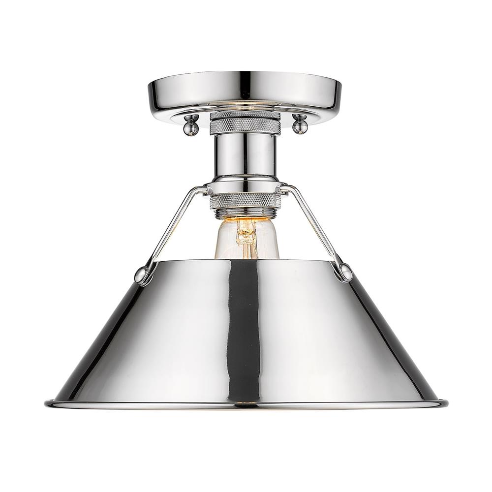 Golden Lighting 3306-FM CH-CH Orwell 1 -Light 10-in Polished Chrome Flush Mount Light