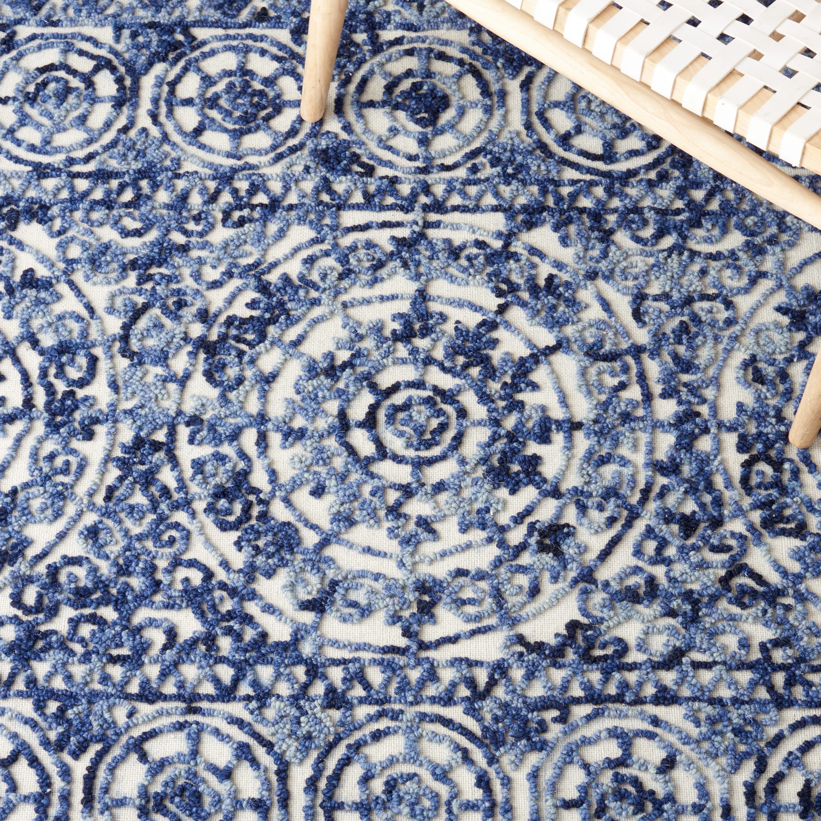 Trace TRC701 Hand Tufted Area Rug - Navy/Ivory - 6'x9' - Safavieh.