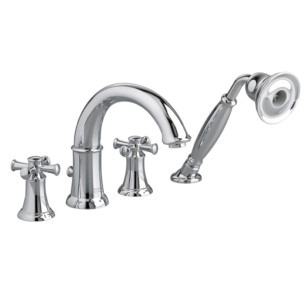 American Standard Portsmouth Polished Chrome 2-handle Deck-mount Roman  High-arc Bathtub Faucet with Hand Shower (Valve Included) at