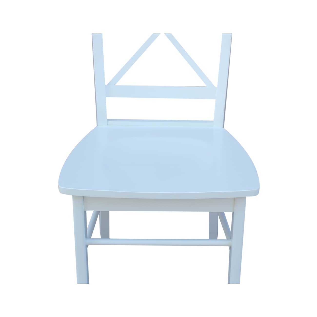 White High Cross Back Solid Wood Side Chair