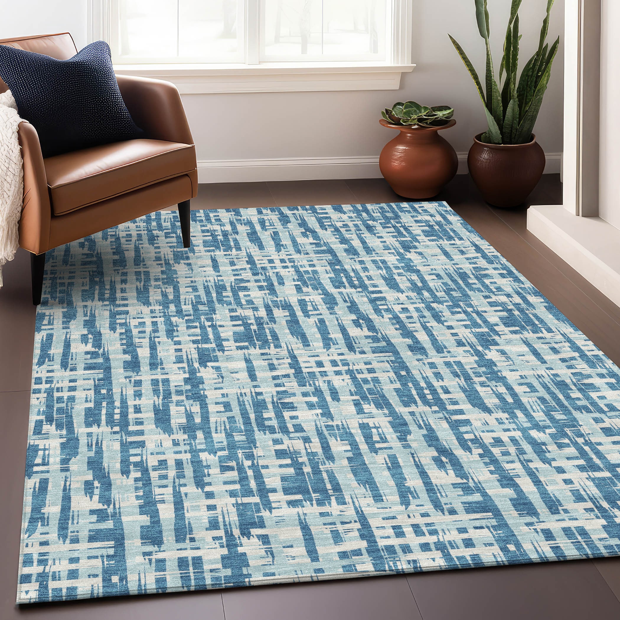Addison Rugs ACN1059TE30X46 Chantille ACN1059TE 2 x 3 (ft) Polyester Teal Rectangular Indoor/Outdoor Geometric Machine washable Area rug