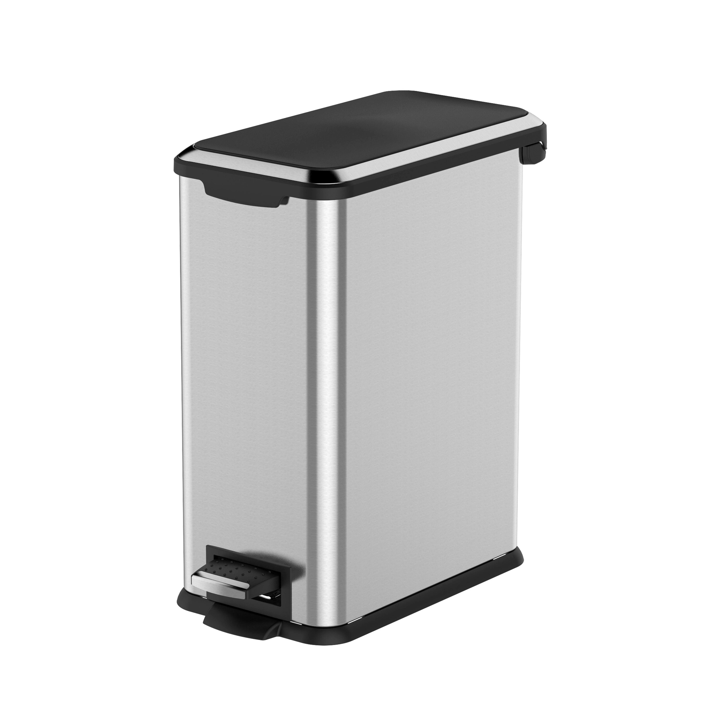 13 Gal. ALL Stainless Steel Step-On Large Metal Kitchen Trash Can w/Clorox  Odor Protection and Soft-Closing Lid