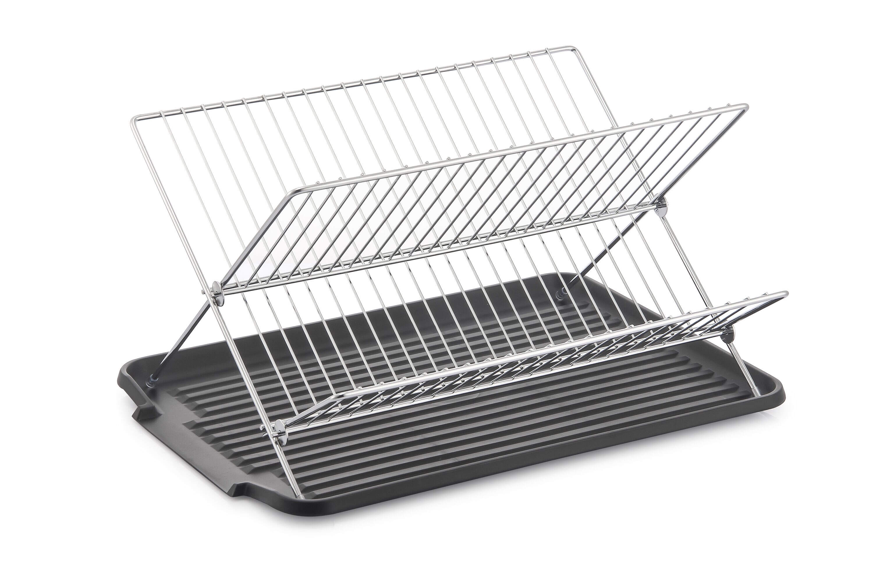 J&V TEXTILES Stainless Steel 2-Tier Dish Rack with Utensil Holder in the Dish  Racks & Trays department at